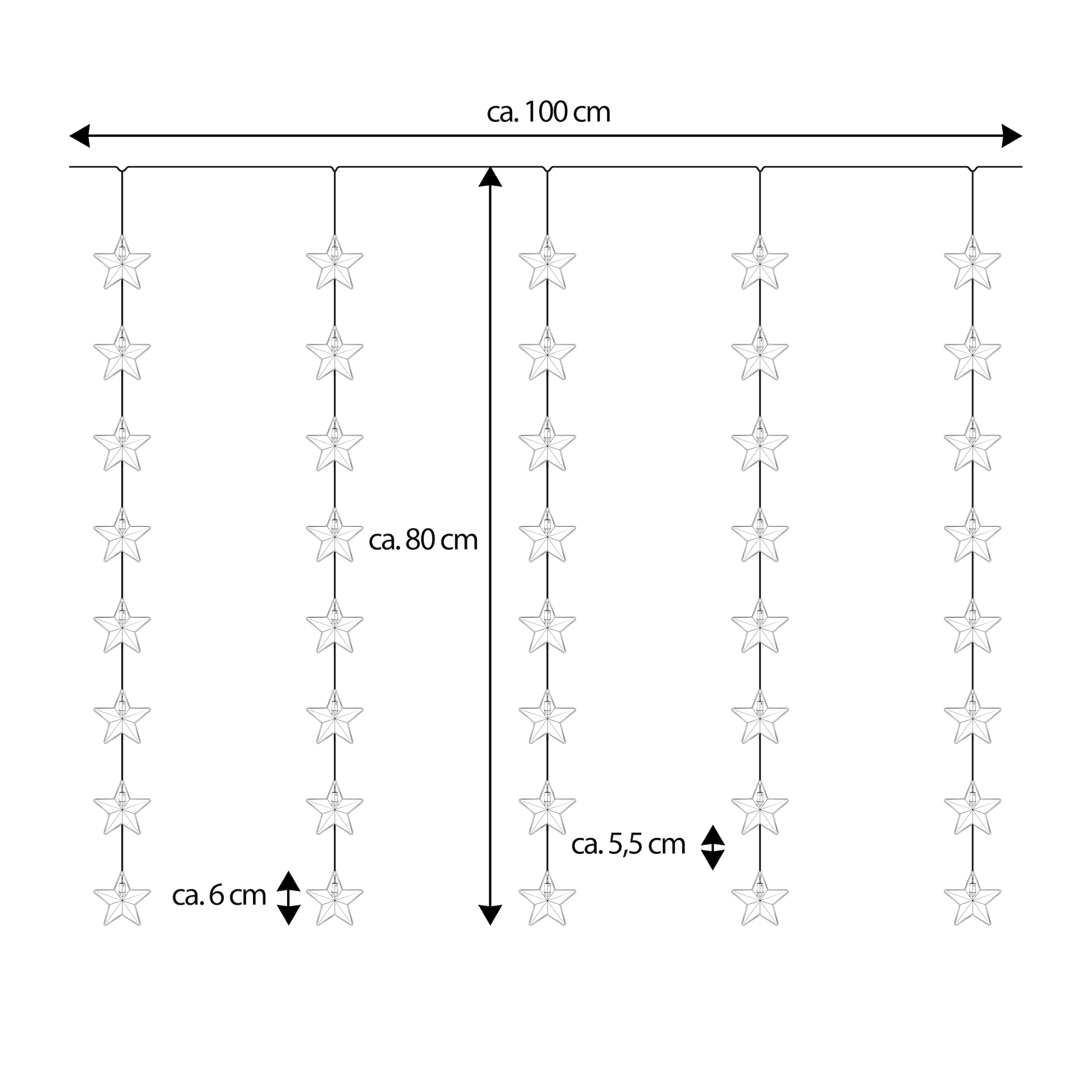 my home LED-Lichtervorhang »Alevia« 40 Stk.-flammig LED-Vorhangleuchten Sterne, Fensterdekoration, Timer