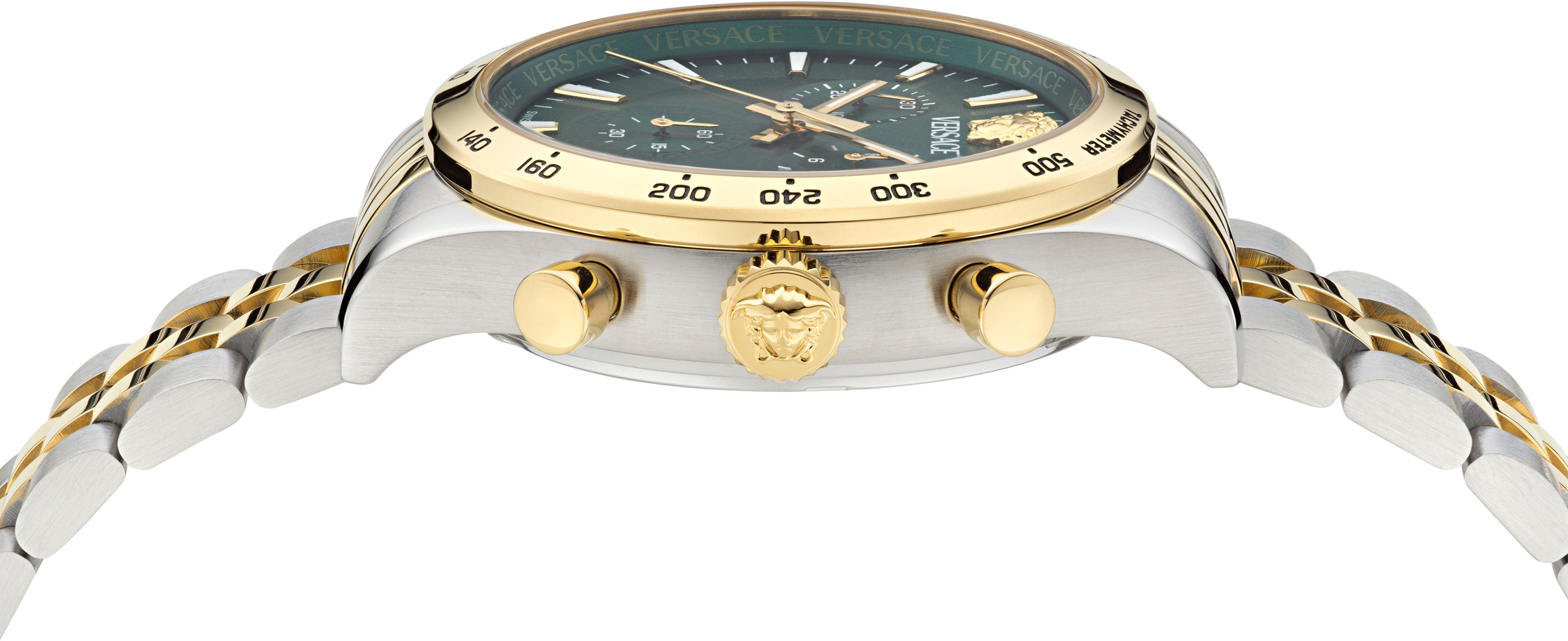 Versace Chronograph »HELLENYIUM CHRONO PETITE«, Quarzuhr, Armbanduhr, Herrenuhr,Swiss Made,Edelstahlband,Stoppfunktion