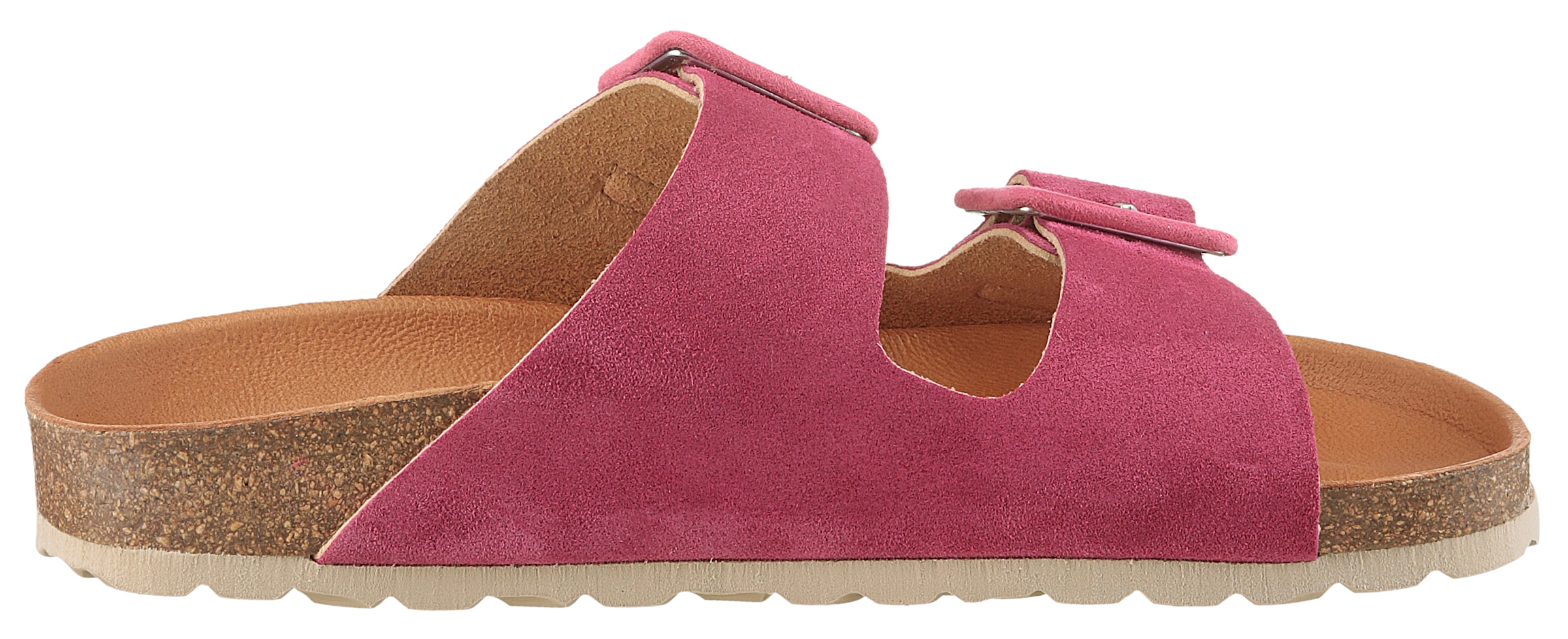 VERBENAS Pantolette »Randell Velour«, Sommerschuh, Schlappen, Hausschuh, Urlaubschuh mit Softfußbett