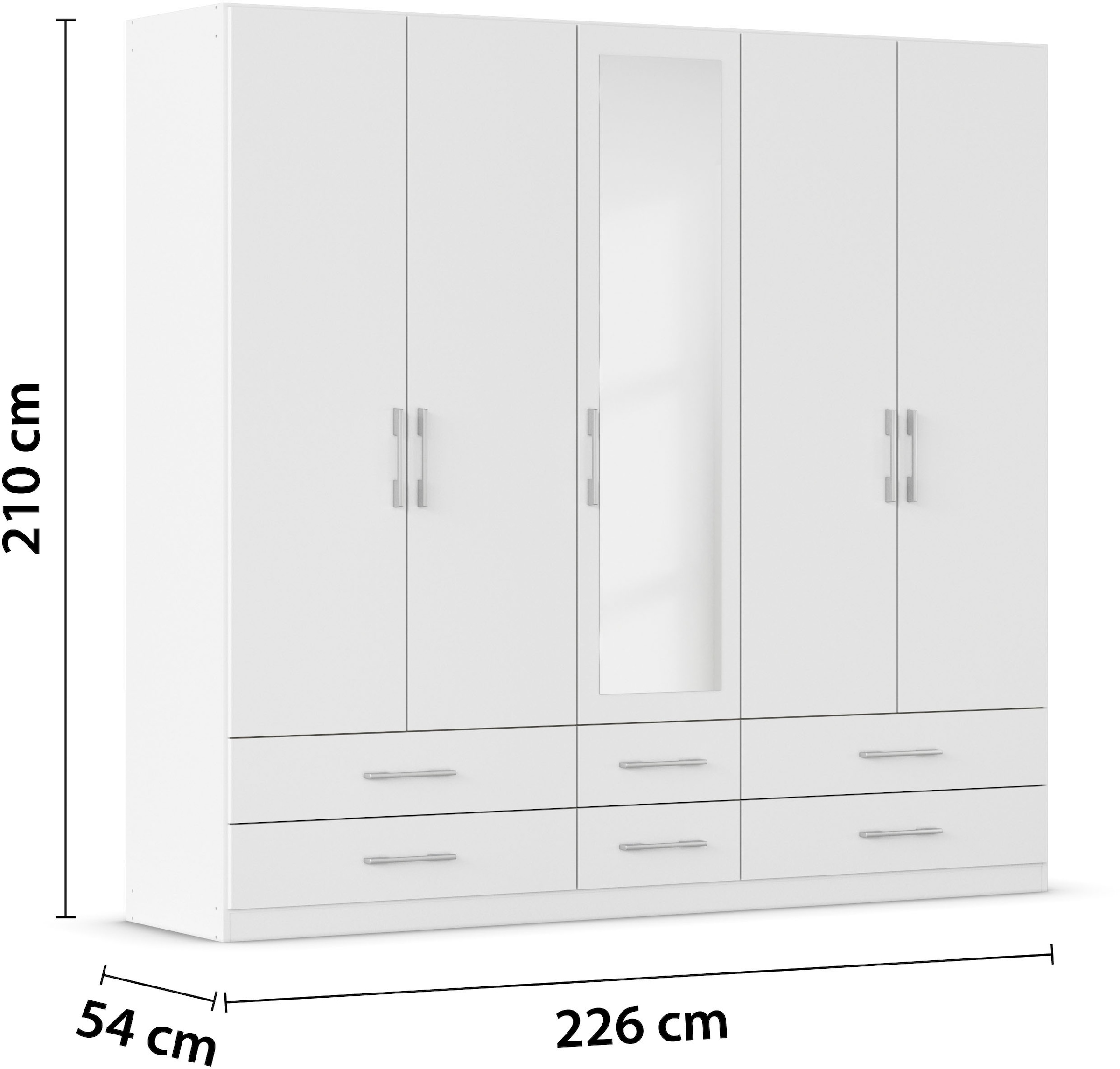 rauch Kleiderschrank »Schrank Garderobenschrank Mehrzweckschrank Schlafzimmer HERSBRUCK« 3 verschiedene Ausstattungen BASIC/CLASSIC/PREMIUM (inkl. SOFT-CLOSE),  mit großzügigen Schubladen sowie Spiegeltüren MADE IN GERMANY