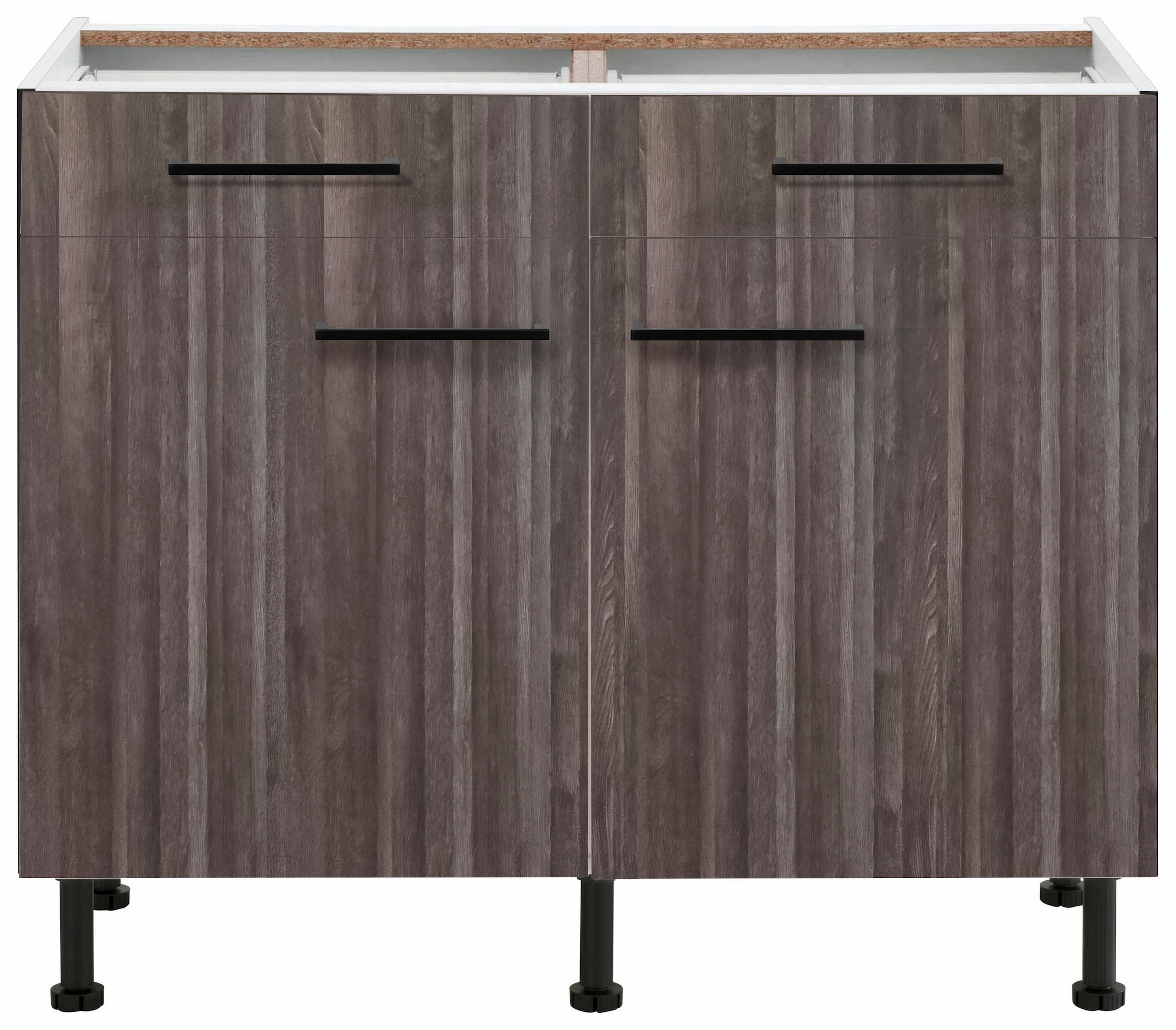 wiho Küchen Unterschrank »Nisos«, 100 cm breit, Soft-Close in Schubladen, verstellbare Füße, ohne Platte
