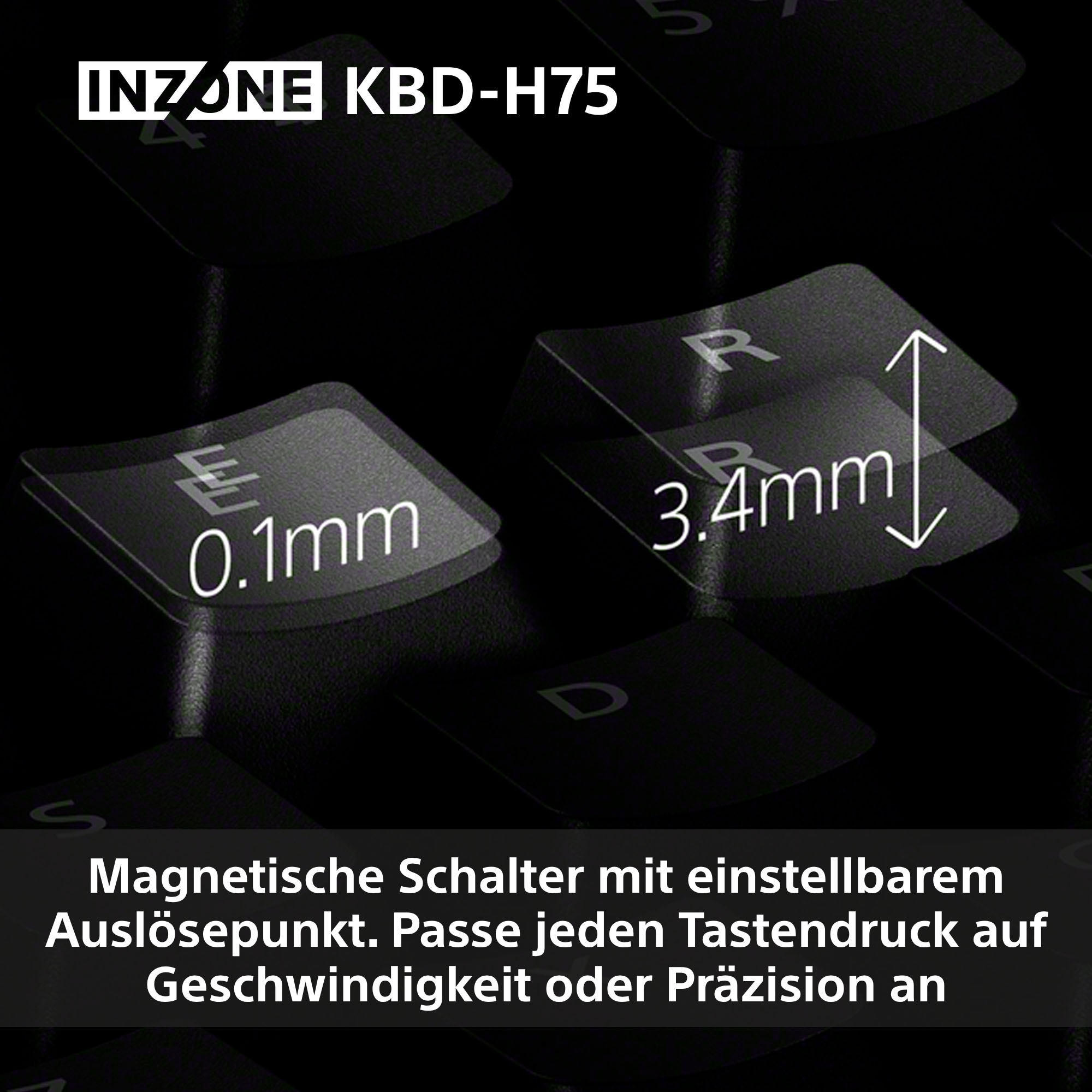 Sony Gaming-Tastatur »INZONE KBD-H75« (Fn-Tasten | USB-Anschluss | Windows-Sperrtaste) Magnetschalter, 75% TKL, 8000Hz Abtastrate, Gasket Mount, Alugehäuse