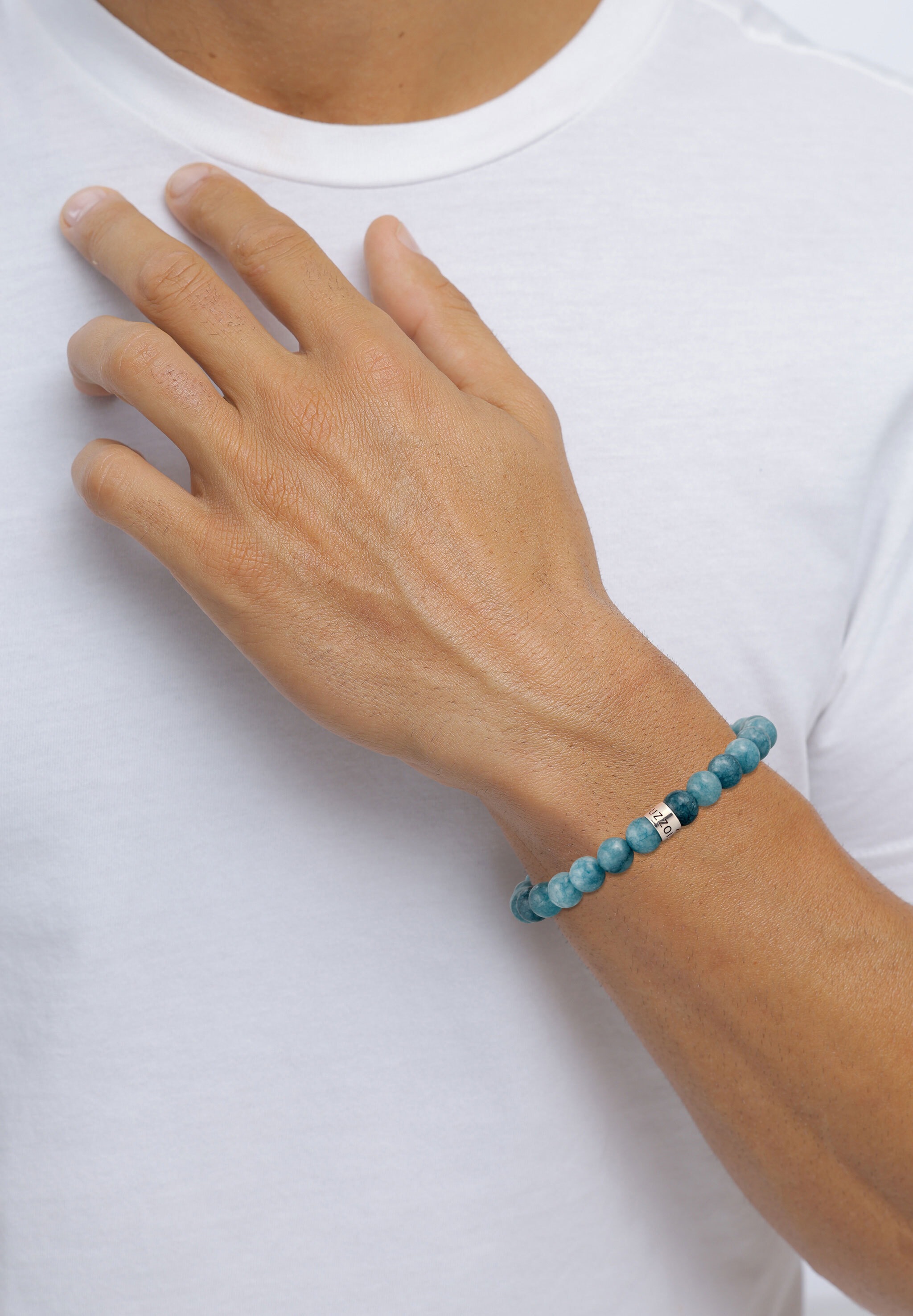 Kuzzoi Armkette »Armband Perlen Achat Aquamarin 925 Sterling Silber«