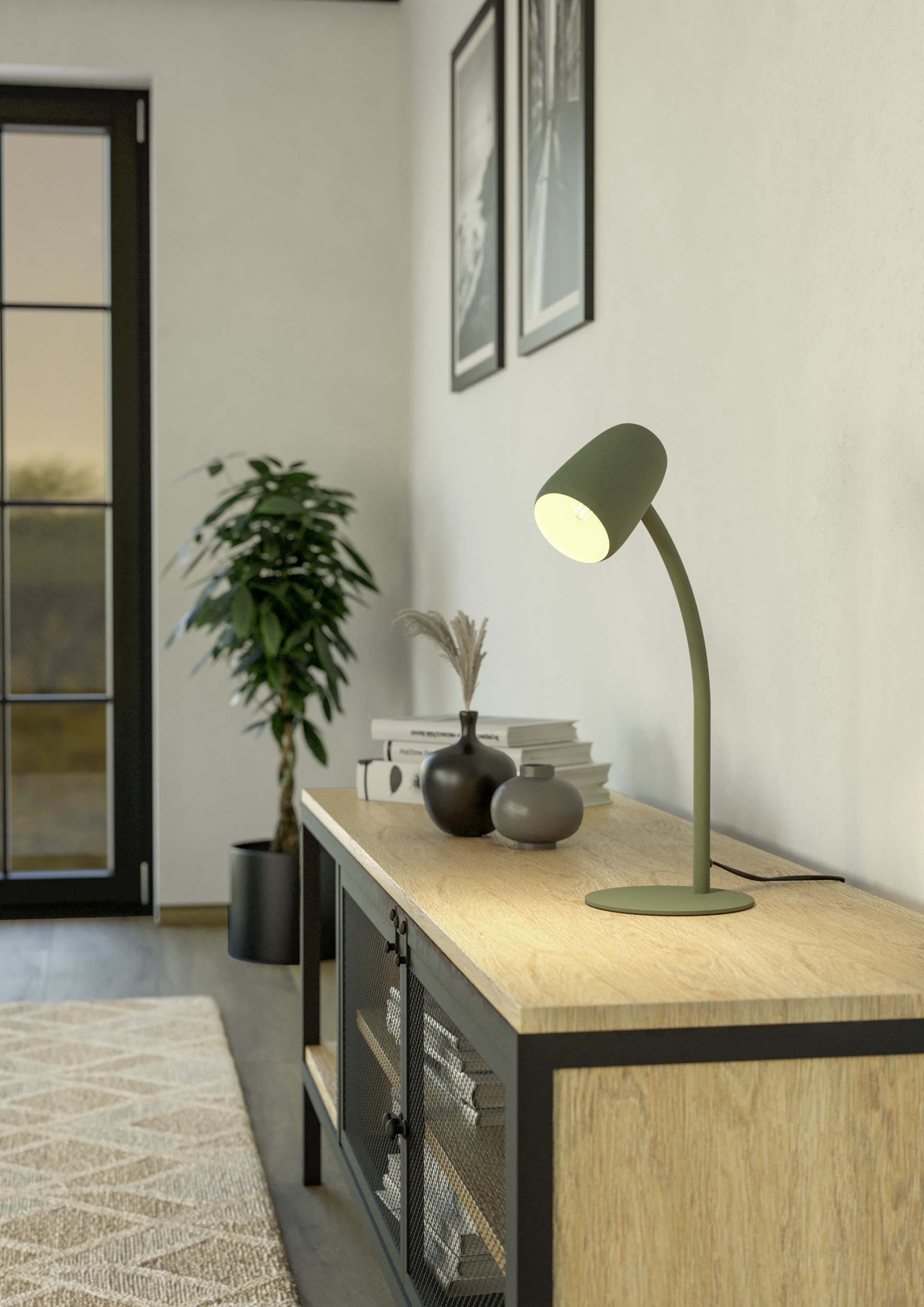 EGLO Tischleuchte »CARLO Tischlampe - Stahl - E14 - 1X18W - IP20« E14 1 Stk. Nachttischlampe, Flexarm, 1,5 m Kabelschalter, L8,5 x B8,5 x H46 cm