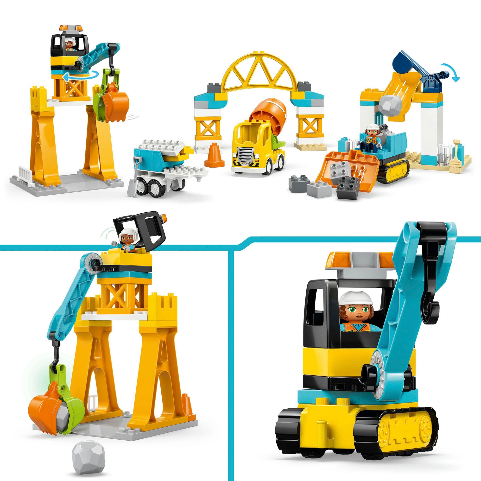 LEGO® Konstruktionsspielsteine »Baustelle mit Baufahrzeugen – 3-in-1-Set (10476), LEGO DUPLO Town« Made in Europe