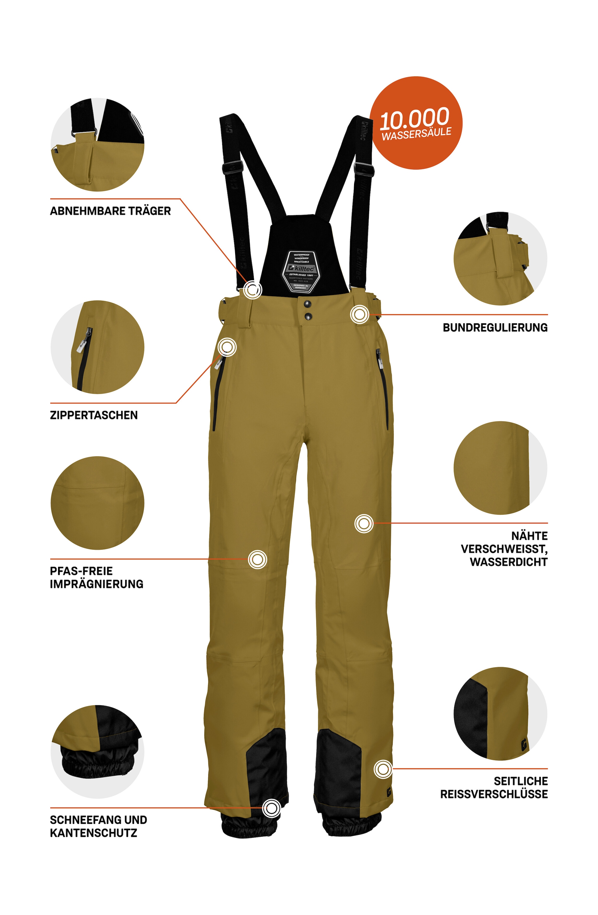 Killtec Skihose »KSW 100 ENOSH MN SKI PNTS«, Wind- und wasserdichte Skihose, verstellbar, mit Schneefängen
