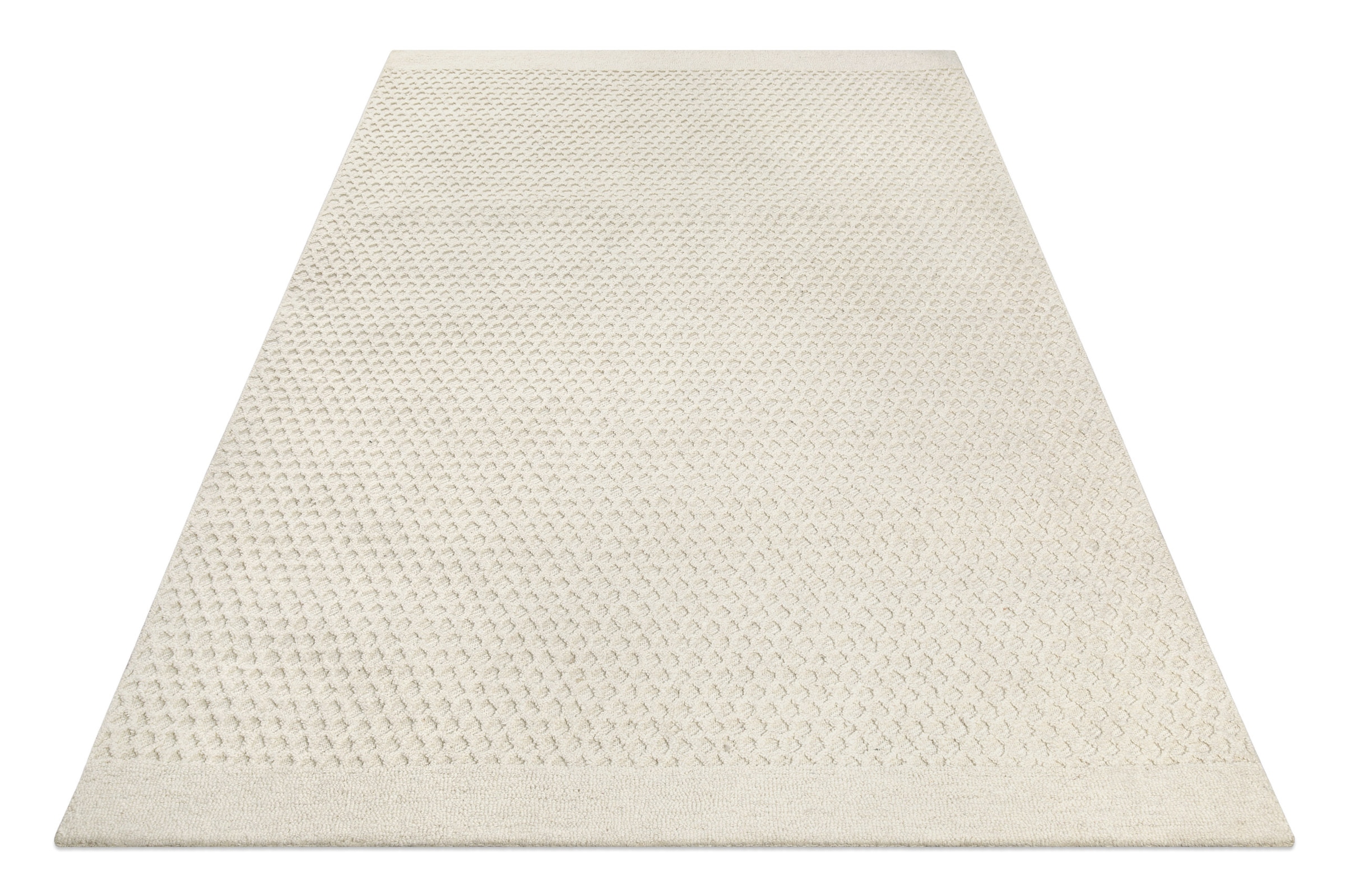 Wecon home Wollteppich »Hamptons THIRTYEIGHT«, rechteckig, 11 mm Höhe, Läufer, Schurwolle, Kurzflor, Wohn- & Schlafzimmer, elegant, Waben