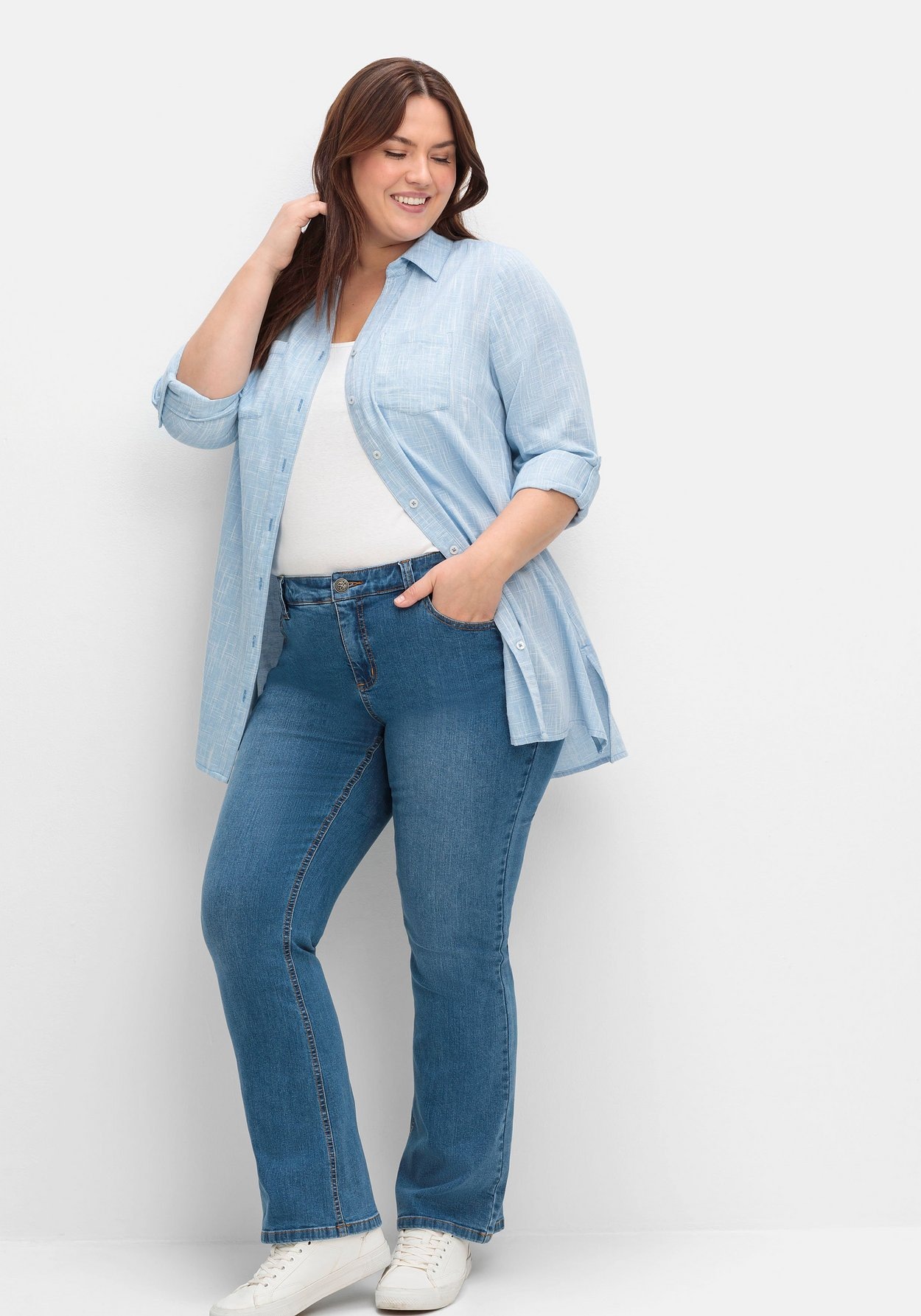 Sheego Bootcut-Jeans »Bootcut-Jeans SUSANNE ideal bei viel Bauch und schmalen Beinen«