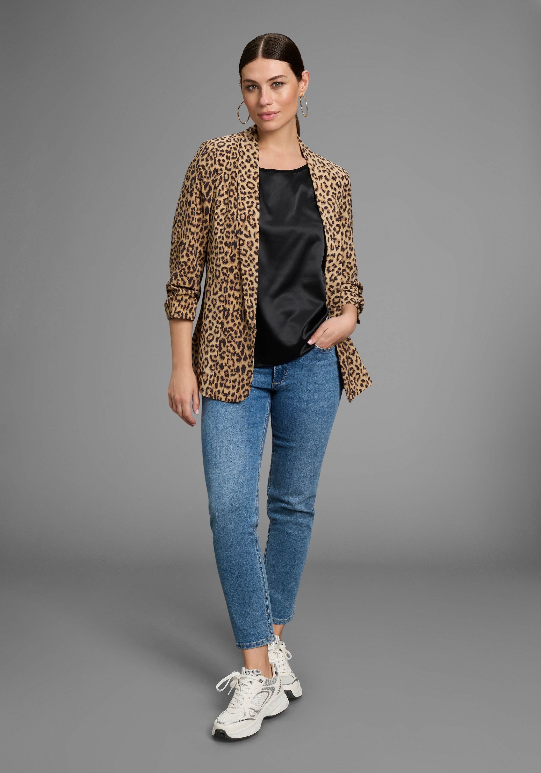 Laura Scott Shirtbluse »mit Satin-Vorderteil und hochflexiblen Jersey-Rücken« lockere Passfrom, zeitlos & gut zu kombinieren