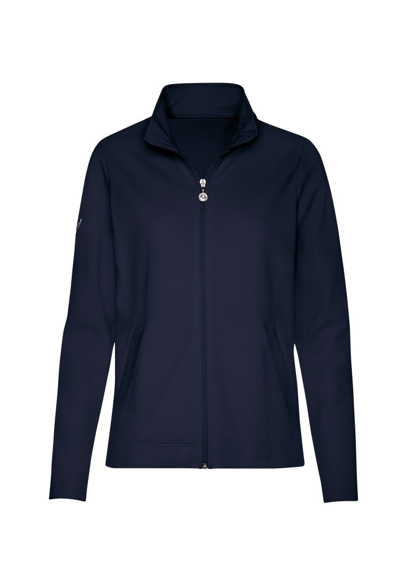 Trigema, Damen, Sweatjacke »TRIGEMA Jacke mit funkelnden Strass-Steinen« 1 Stk., navy, S, navy, Strukturierte Sweat-Qualität