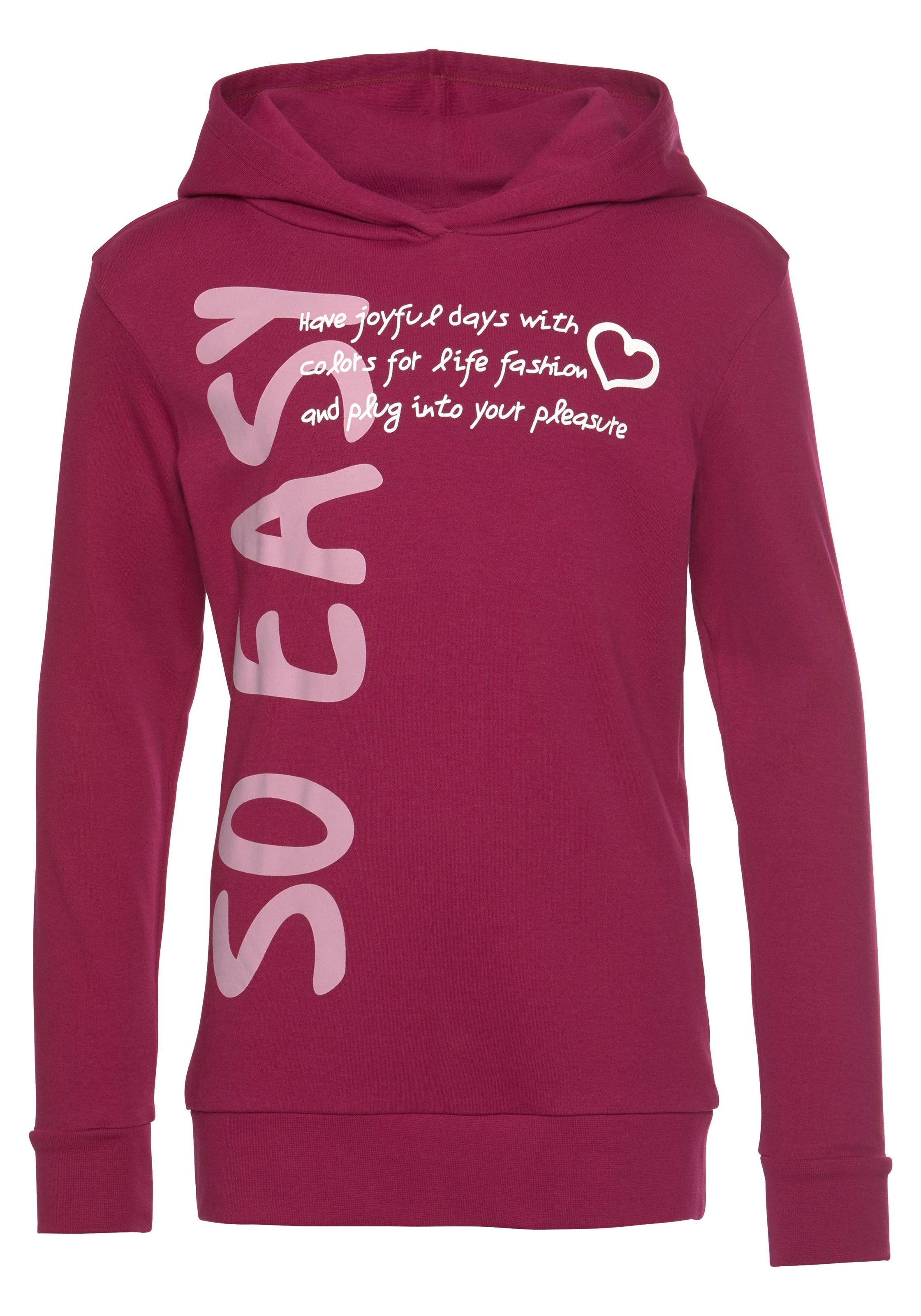 KIDSWORLD Kapuzenshirt »SO EASY - Print«, Langarm, Basic-Passform, mit modischen Drucken