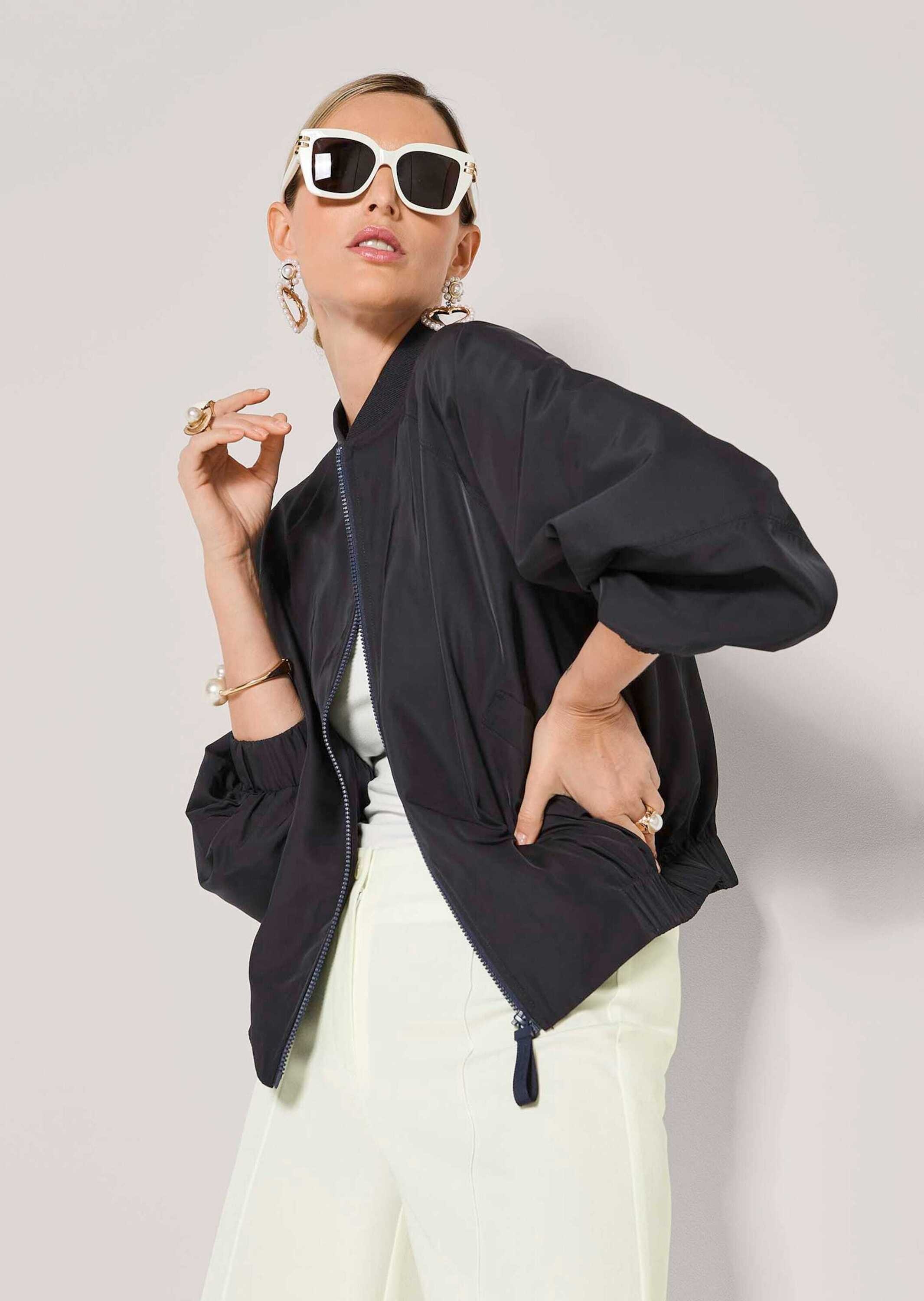 MADELEINE Kurzjacke »Blousonjacke Sportlicher Damenblouson mit Zipper« Strickbündchen am Kragen