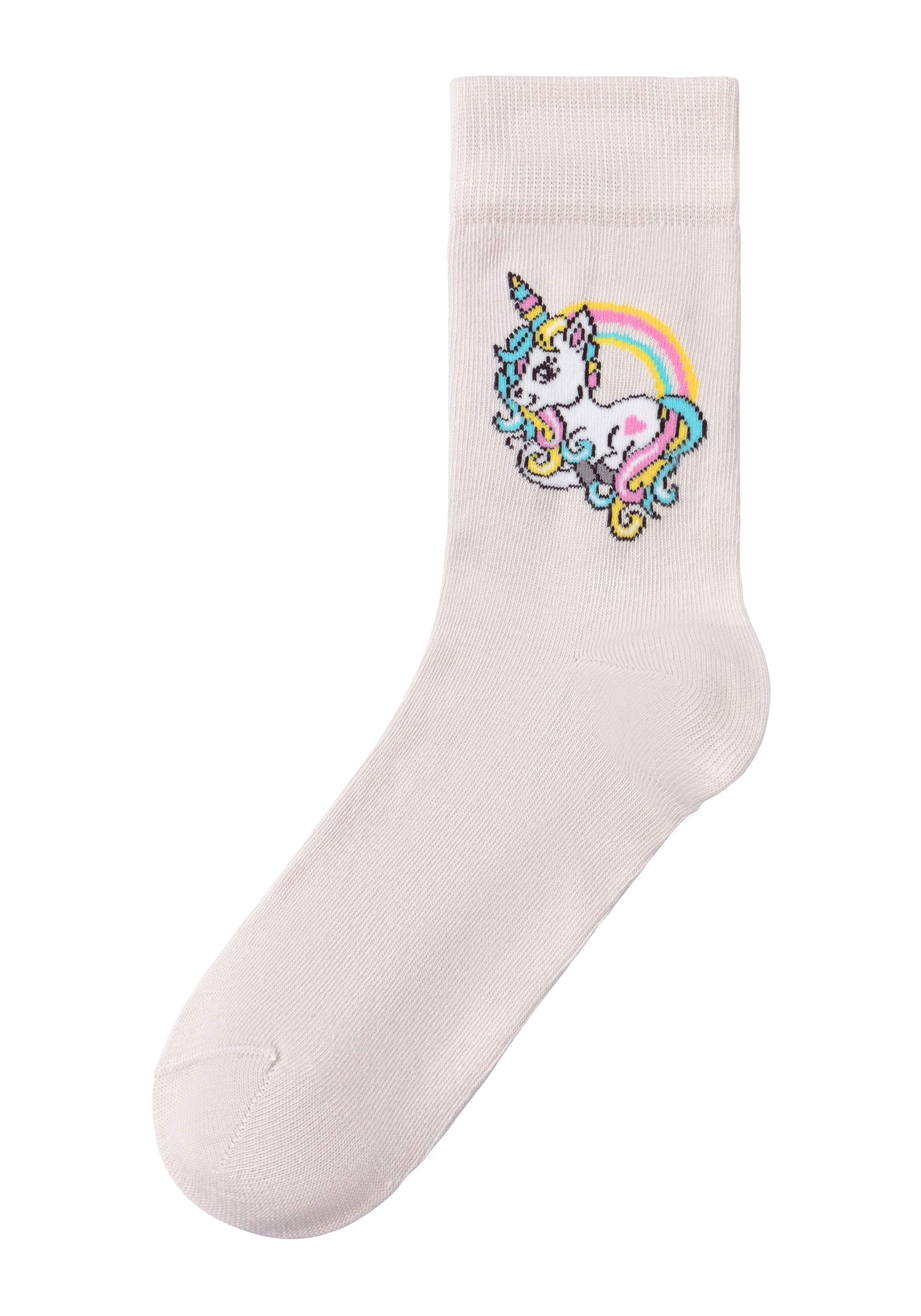 H.I.S Basicsocken, (Packung, 4 Paar), mit Einhorn Motiven