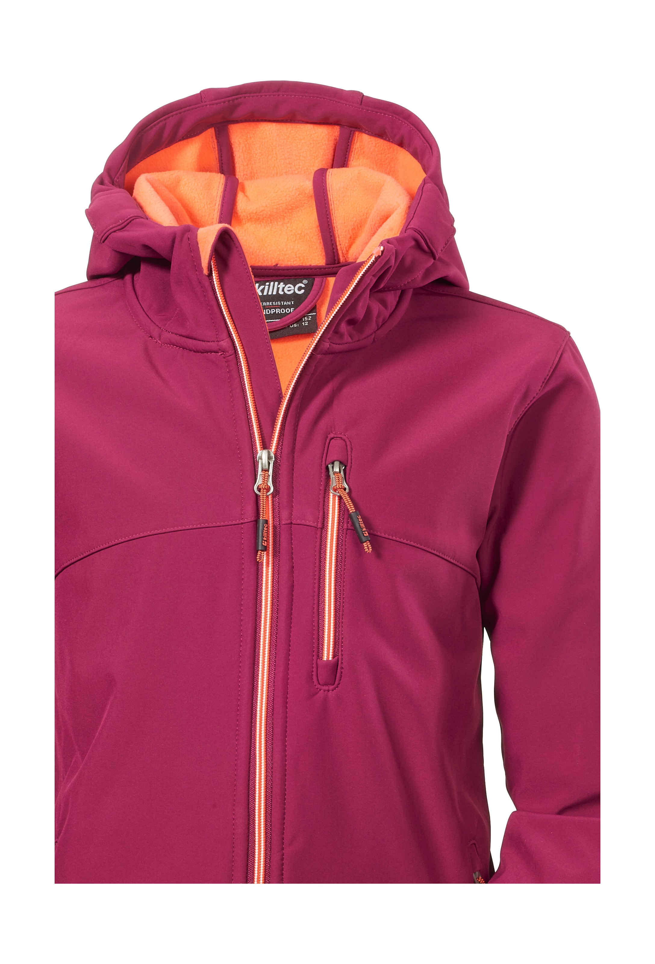 Killtec Softshelljacke »Girls Softshelljacke« Wasserabweisend, verstellbare Kapuze u Ärmel, Fleece-Innenfutter