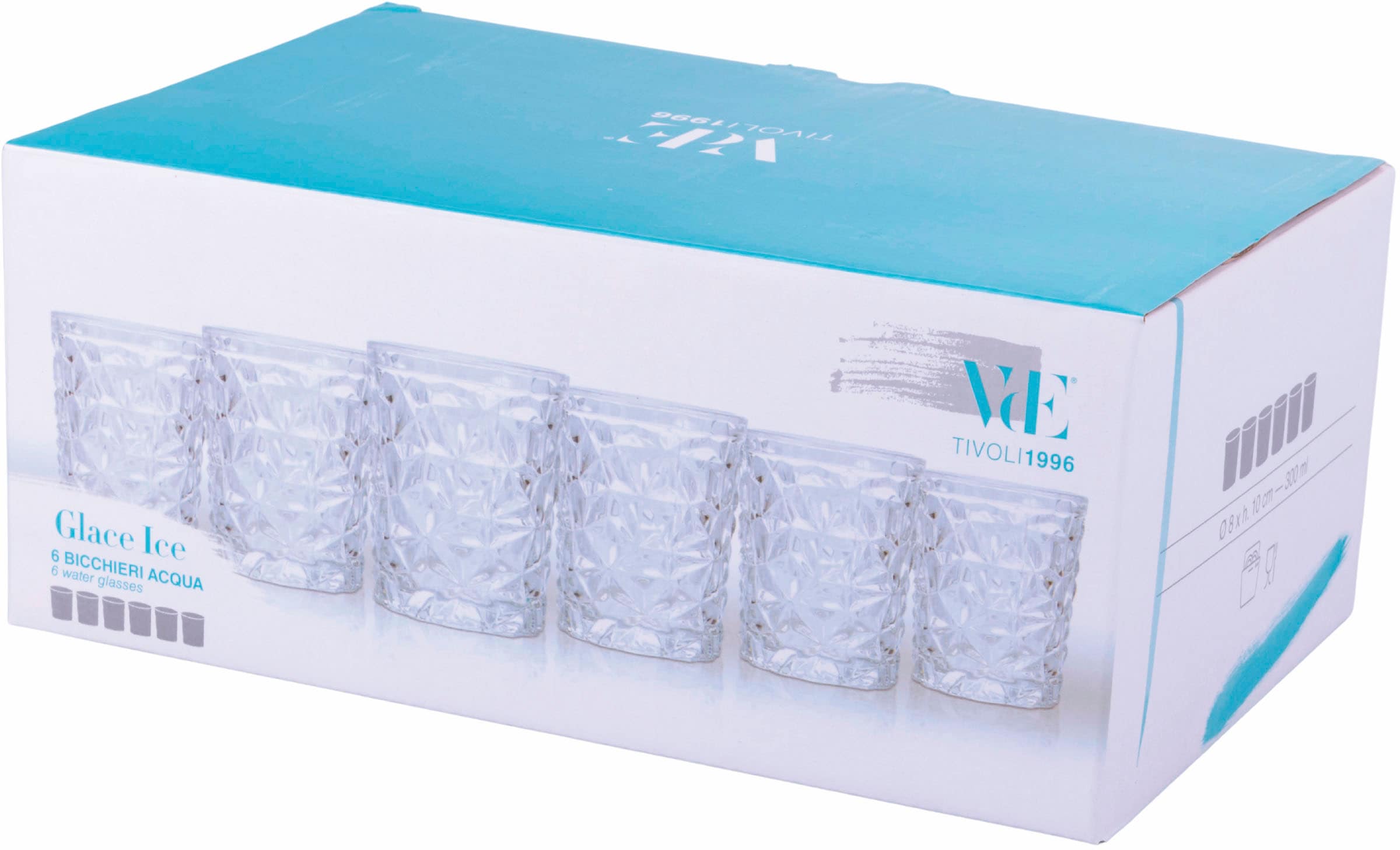 Villa d'Este Gläser-Set »Glace Ice«, (Set, 6 tlg.), Wassergläser-Set, 6-teilig, Inhalt 300 ml