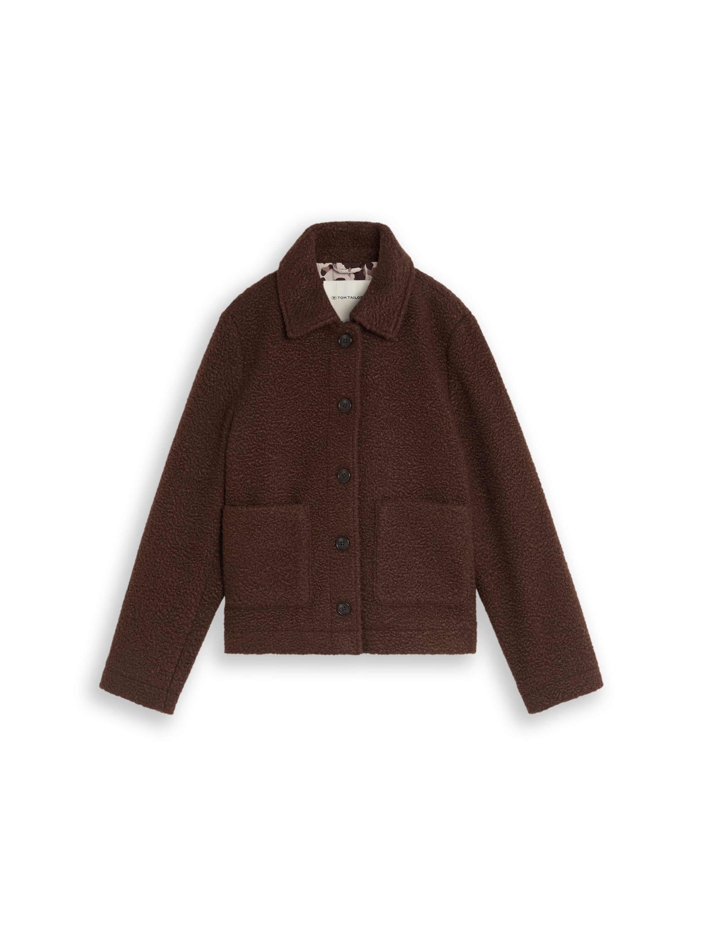 TOM TAILOR Fleecejacke ohne Kapuze mit Hemdkragen und Knopfleiste