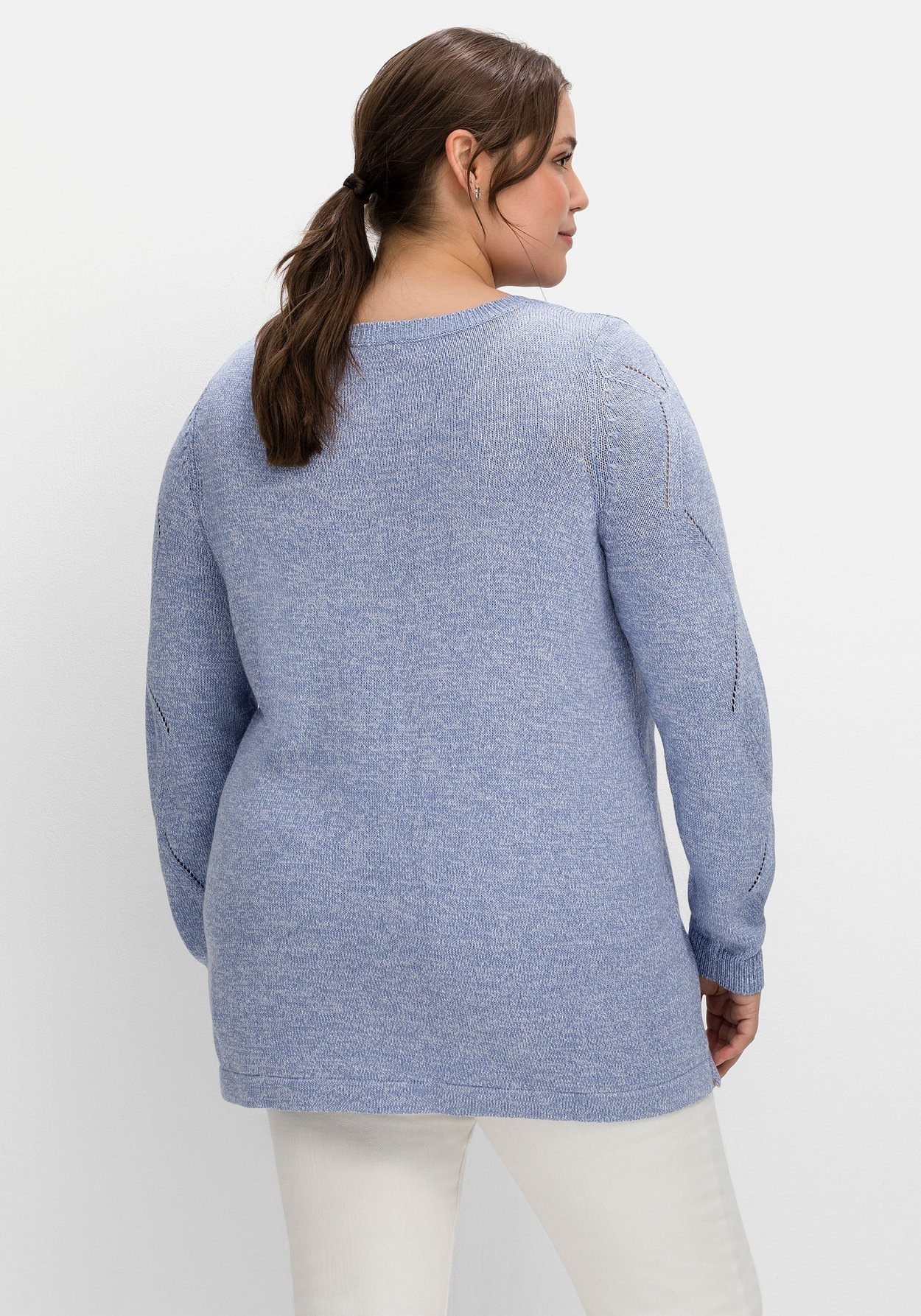 Sheego Strickpullover »Pullover mit Ajourmuster am Ärmel«, mit Ajourmuster am Ärmel