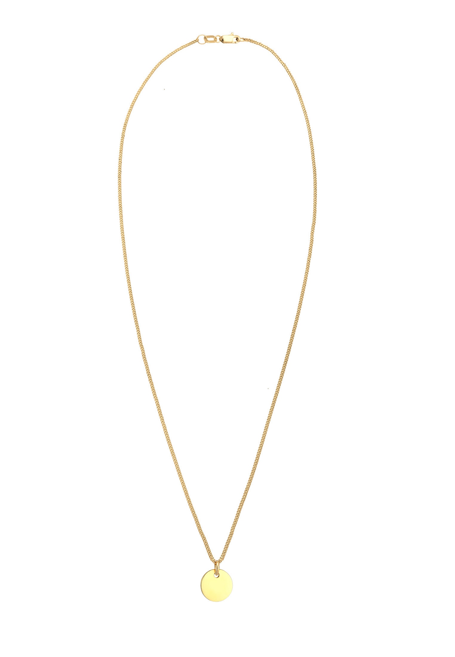 Elli Premium Kette mit Anhänger »Halskette Plättchen Coin Münze Basic 375 Gelbgold«