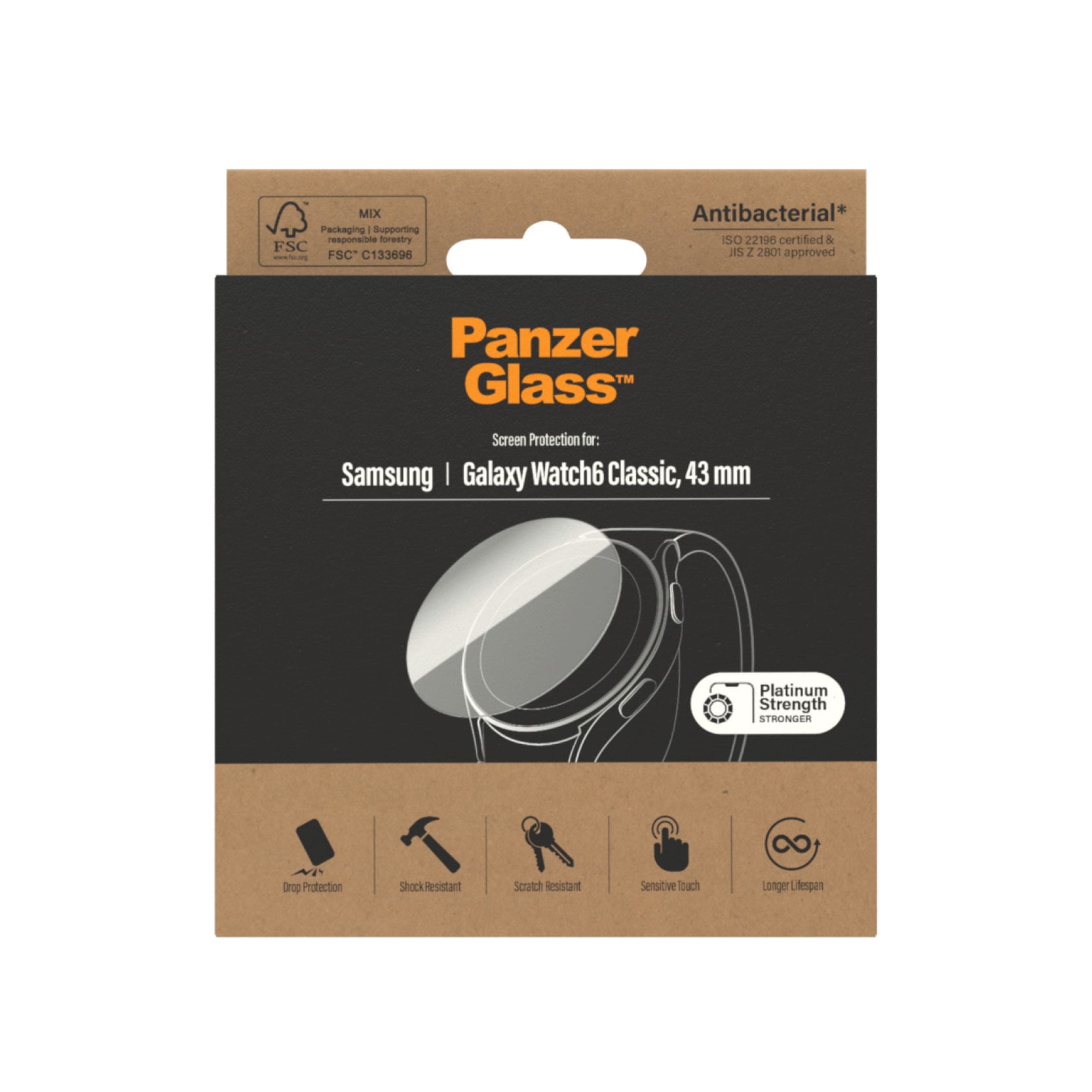 PanzerGlass Displayschutzglas »Screen Protector«, für Samsung Galaxy Watch 6 Classic, 43 mm, Displayschutz, Bildschirmschutz, Schutzfolie, Displayschutzfolie