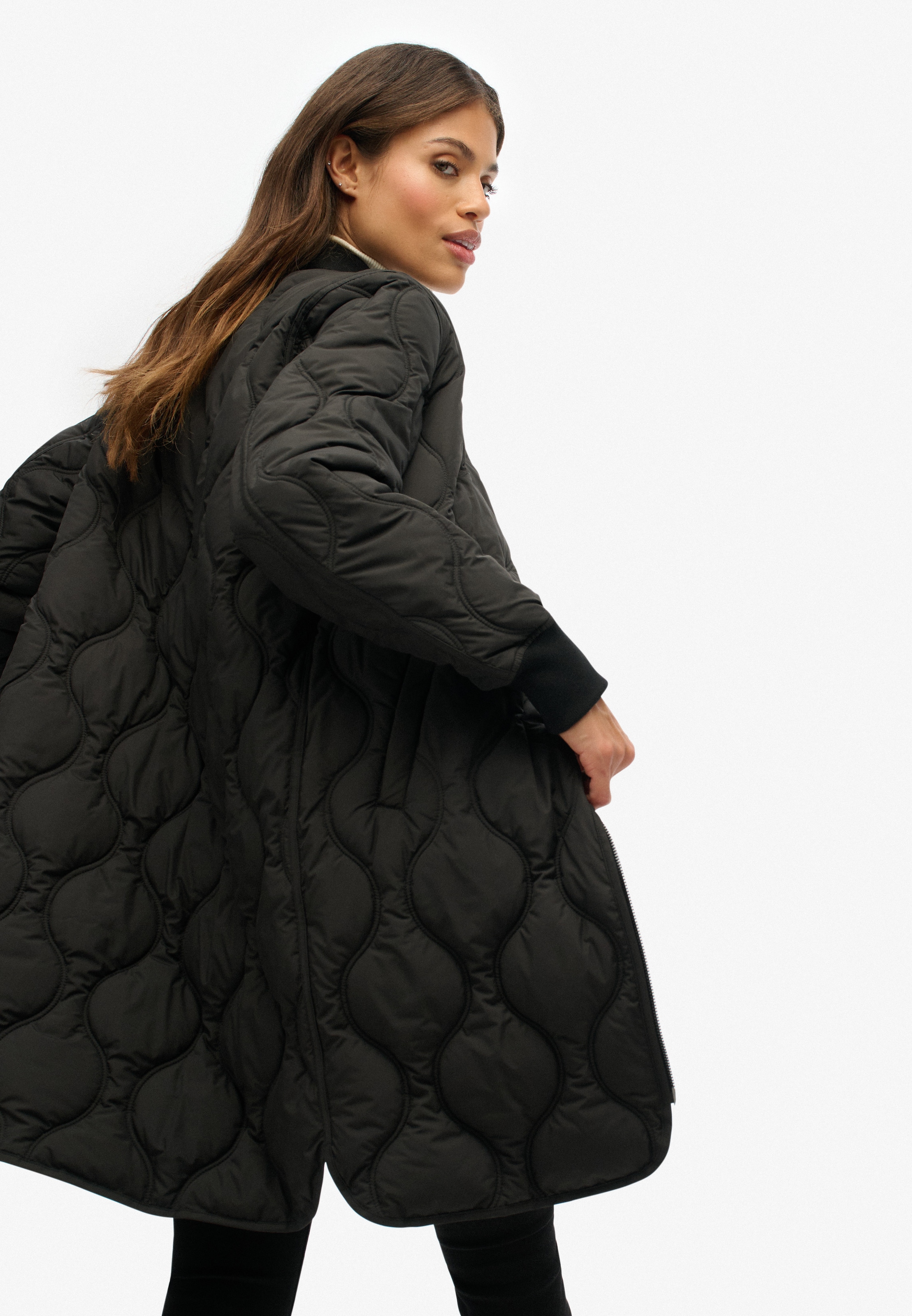 Superdry Steppjacke »LONG QUILTED LINER JACKET«, ohne Kapuze