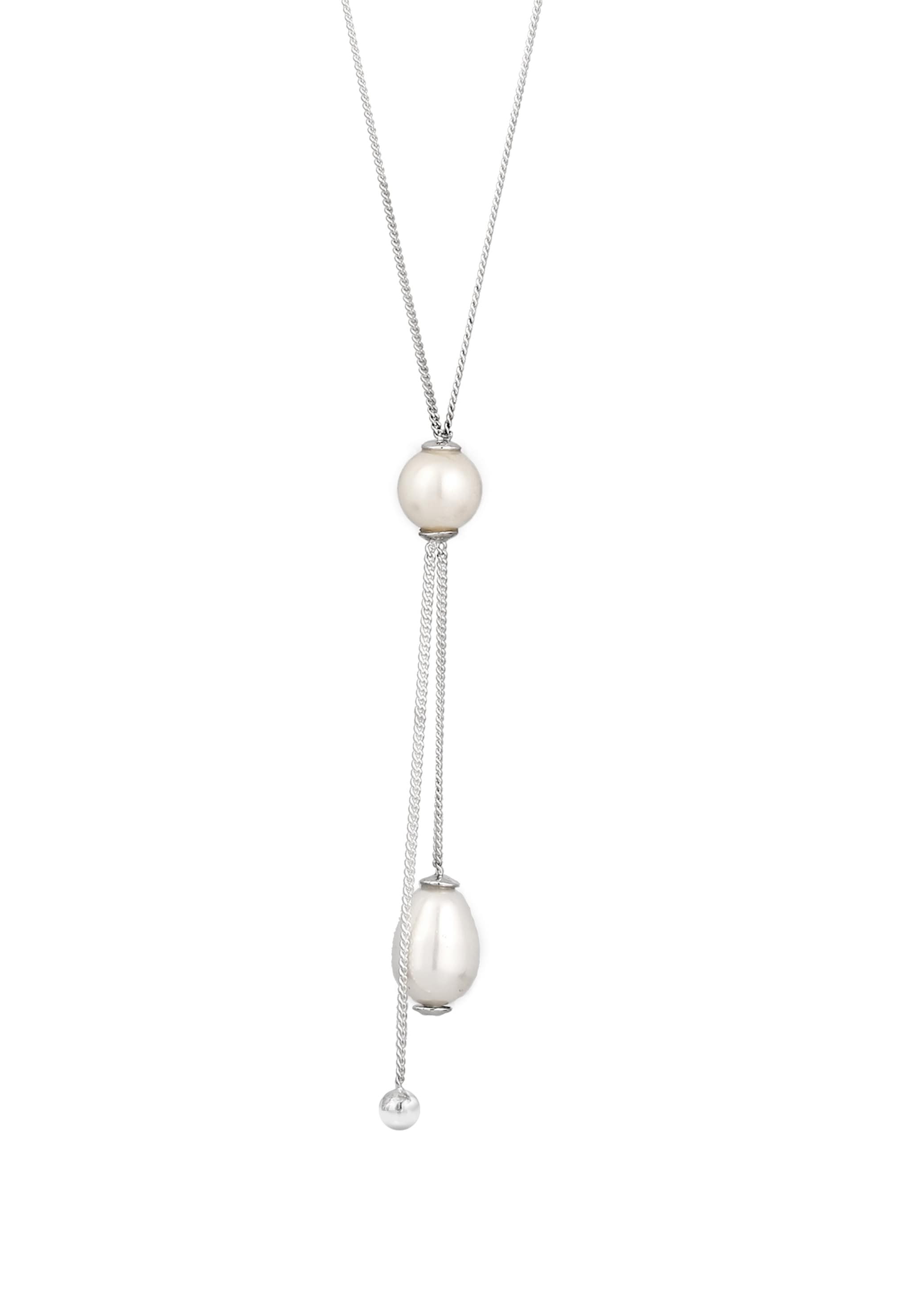 Elli Y-Kette »Halskette Y-Halskette Synthetische Perle Kristalle Weiß 925 Sterling Silber«