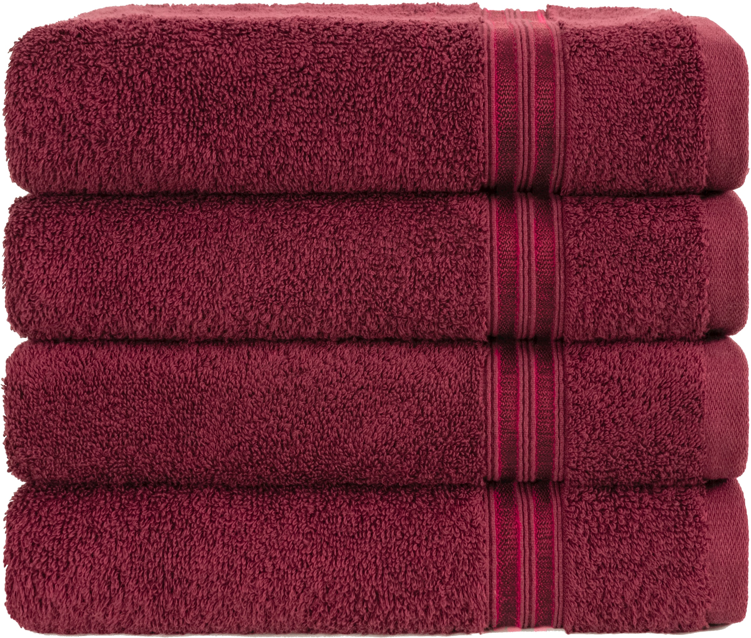 HAMMETEX Handtuch Set »4er Set Handtücher 50x100 cm, 100% Baumwolle, Weich & Saugstark« mit Bordüre, einfarbig, weich