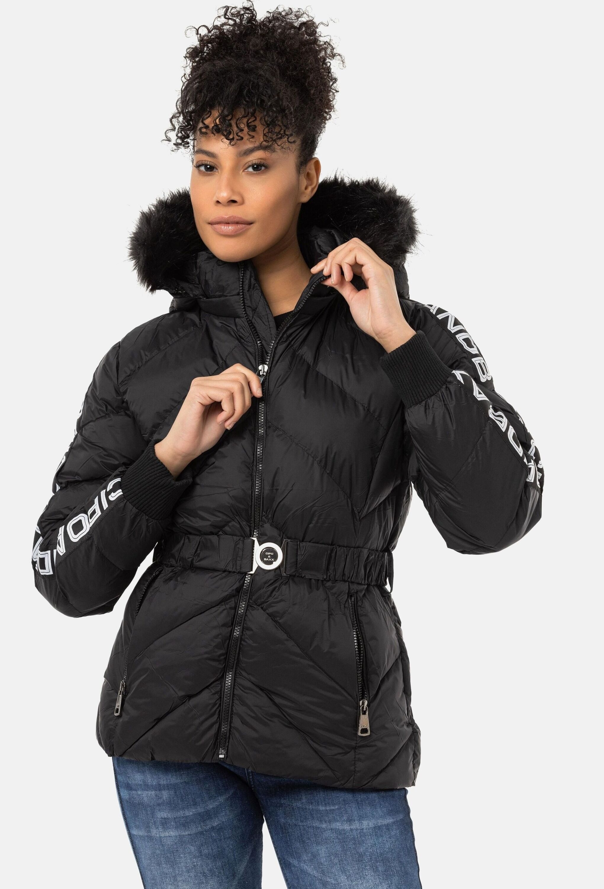 Cipo & Baxx Winterjacke »Cipo & Baxx Jacken« mit Kapuze mit Gürtel, WM133