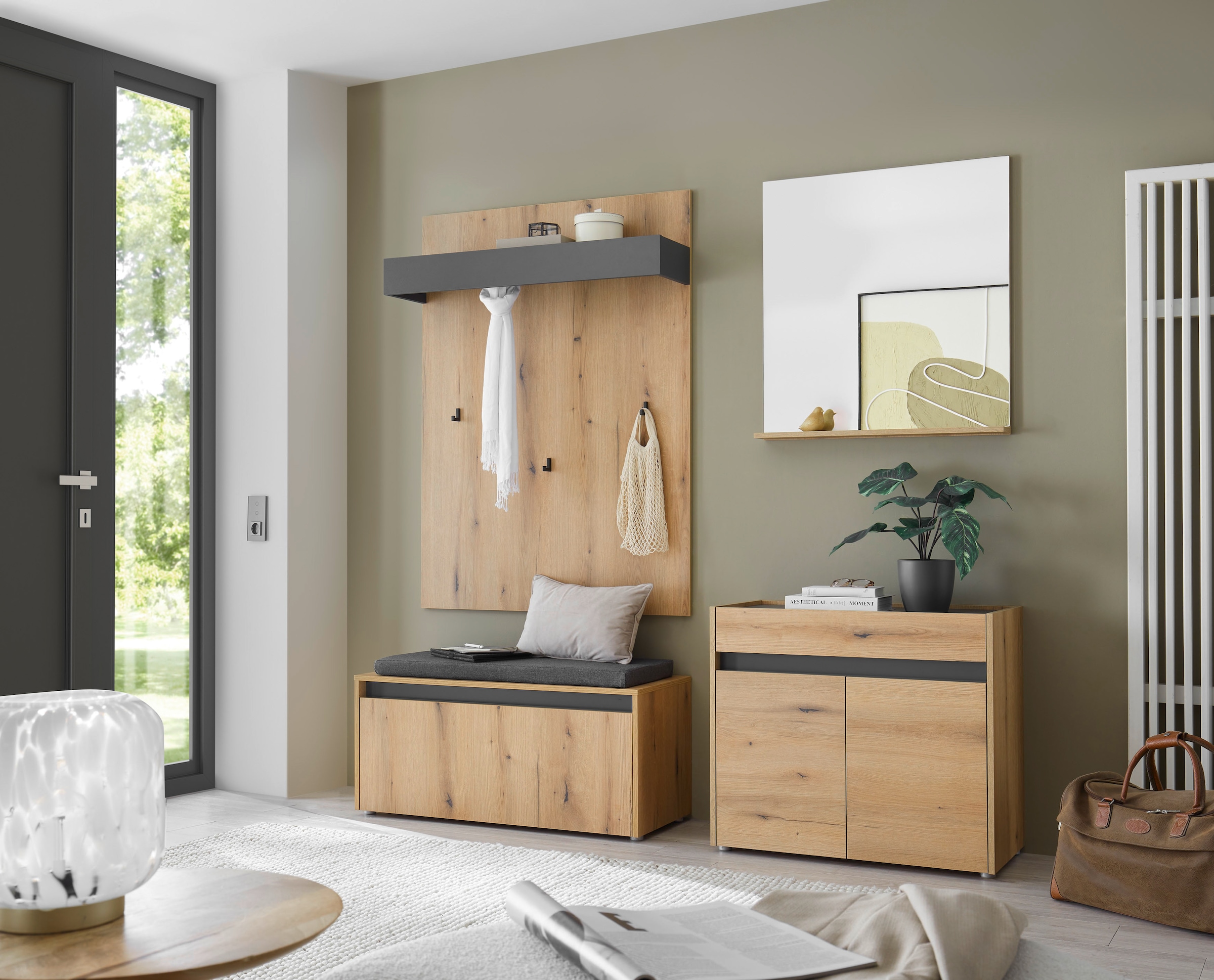 Home affaire Garderobenpaneel »GiRON/CiTY, Wandregal in vier Farben, Flurgarderobe mit Hutablage« mit Kleiderstange und Haken, 100 cm breit