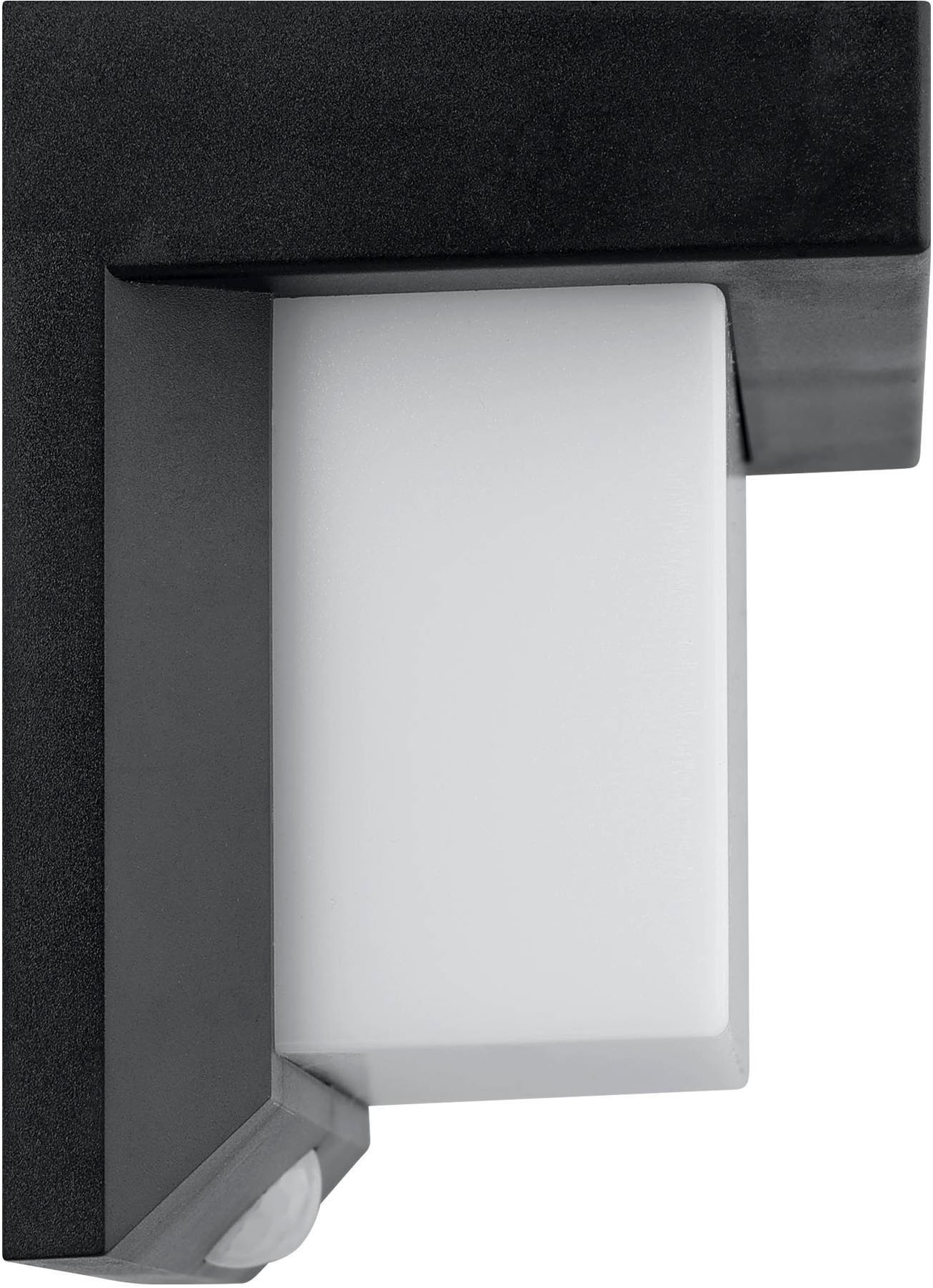 EGLO LED Solarleuchte »Utrera Solarlampe, Wandlampe aus Kunststoff, Außenbeleuchtung, IP44« LED-Modul 1 Stk. Kaltweiß Solarleuchte - L20 x B9 x H12 cm - schwarz - 32X0,12W inkl.