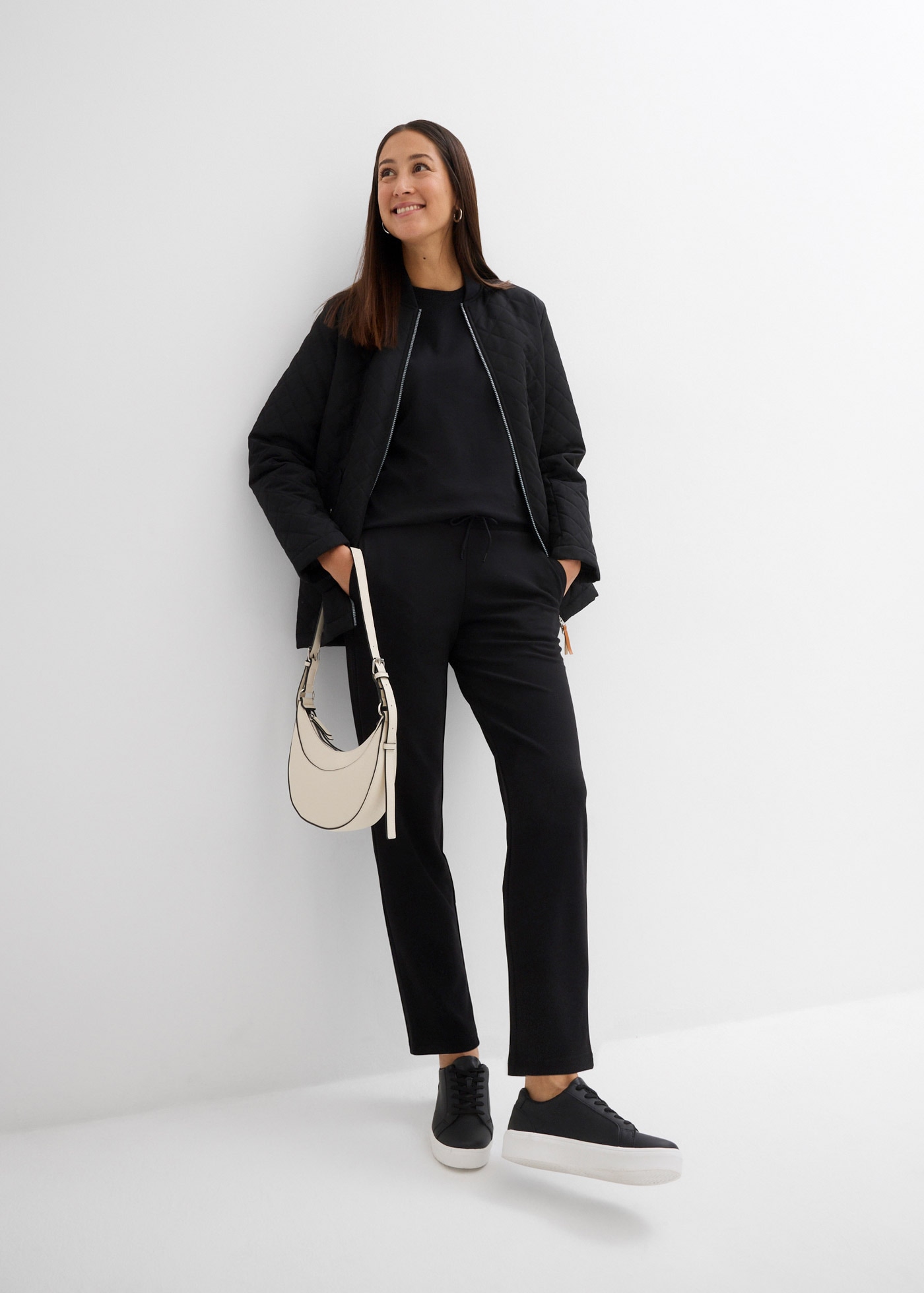 bonprix T-Shirt 1 Oversize-Passform, dezente Puffärmel, Halbarm, aus reiner Baumwolle