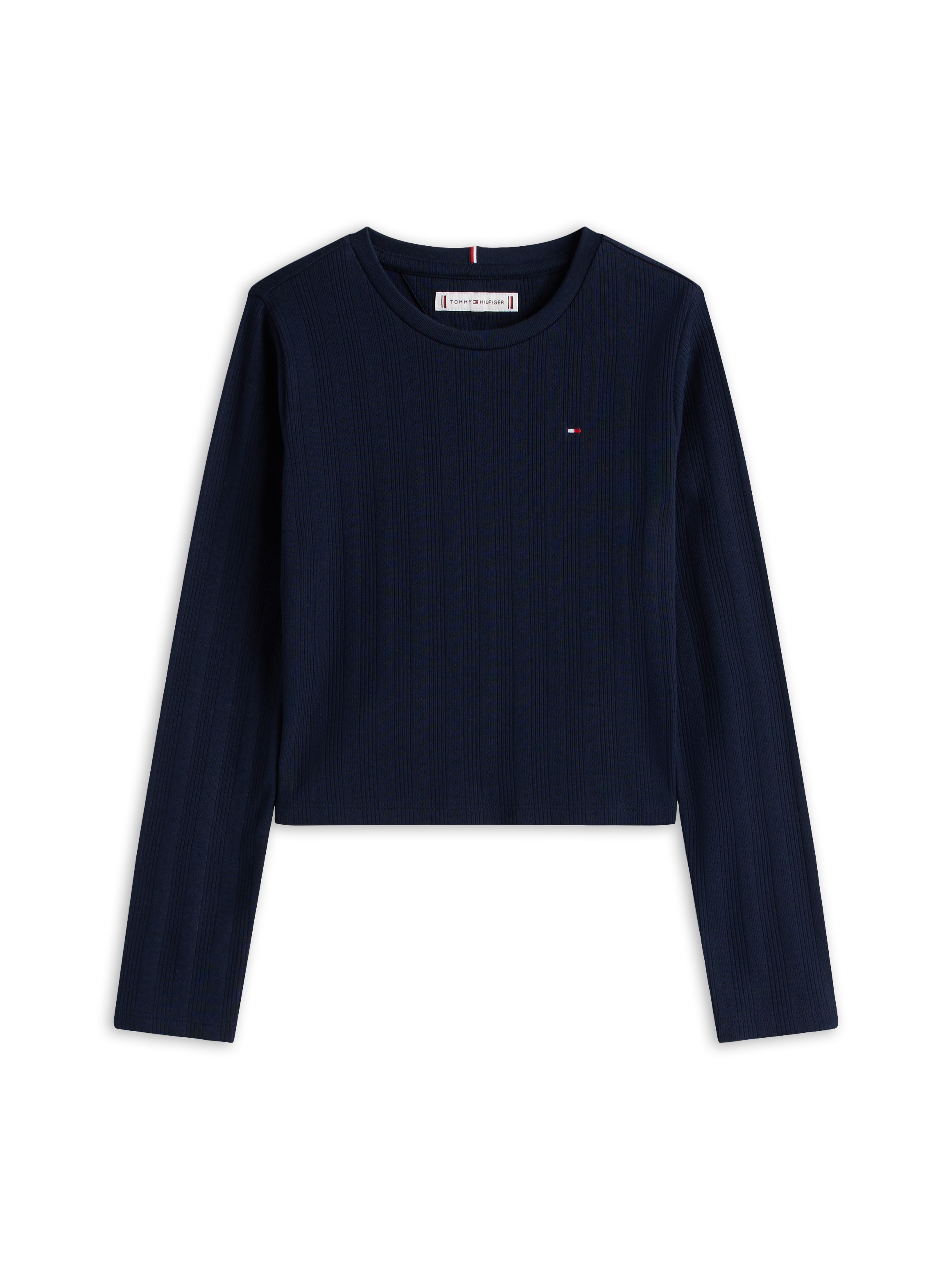 Tommy Hilfiger Langarmshirt »POINTELLE TOP LS« für Kinder bis 16 Jahre, mit Logo-Druck
