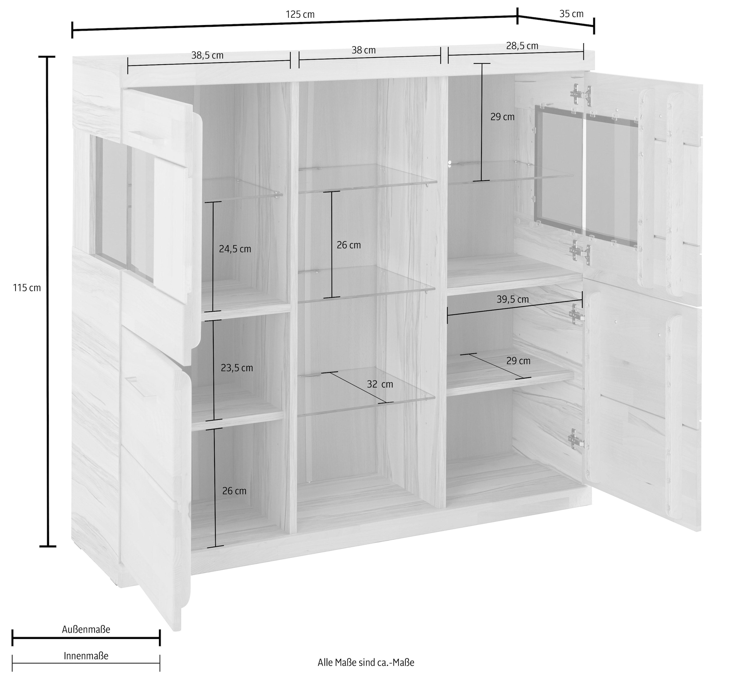 Woltra Highboard »Ribe«, Breite 125 cm