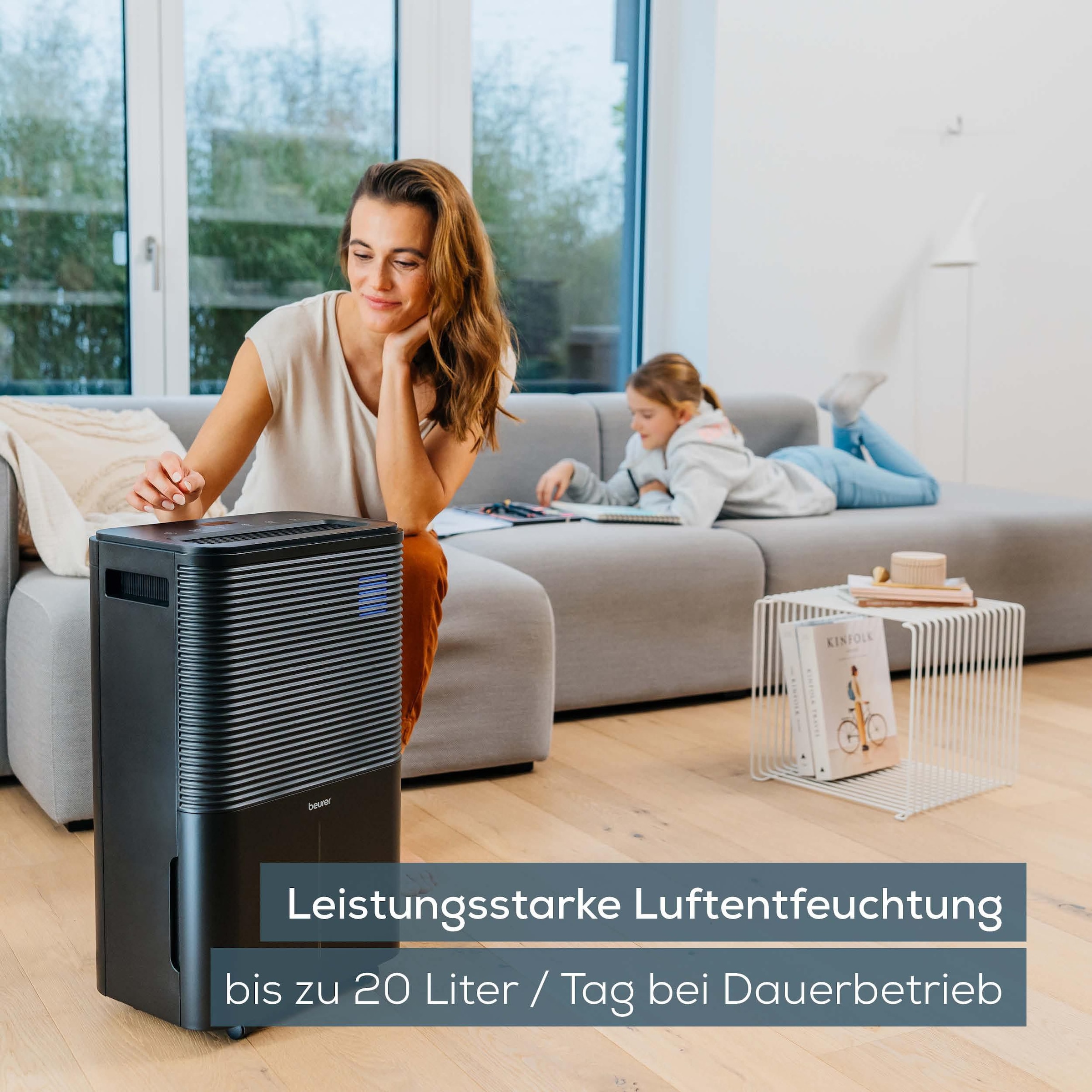 BEURER Luftentfeuchter »LE 250, Entfeuchtung bis zu 20 Liter pro Tag, mit 4 l Wassertank« Entfeuchtung 20 l/Tag Tank 4 l Für große Räume bis 60m² geeignet, zwei Lüfterstufen, Timerfunktion