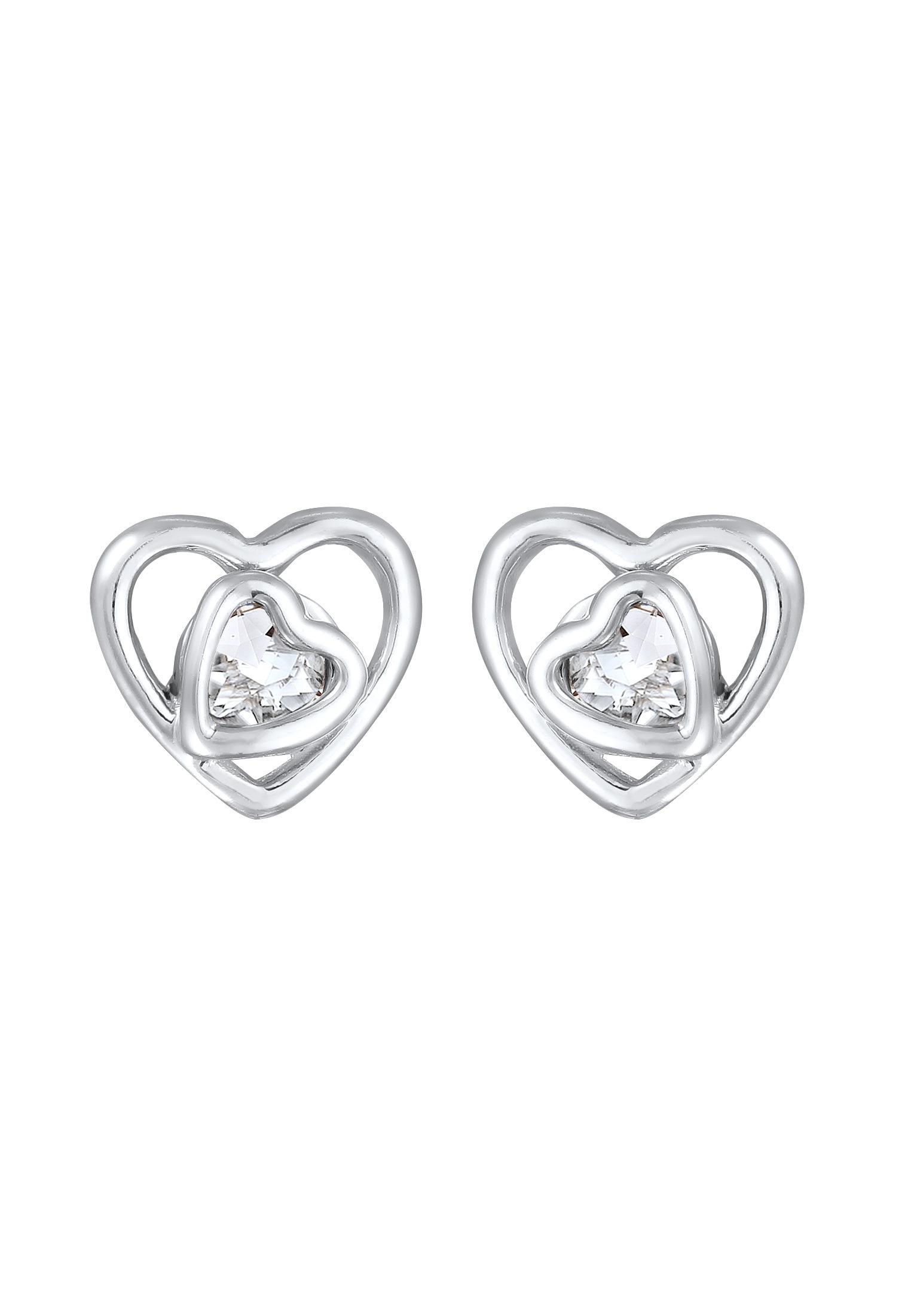 Elli Paar Ohrstecker »Ohrringe Herz Kristall Ohrstecker Romantik 925 Silber«
