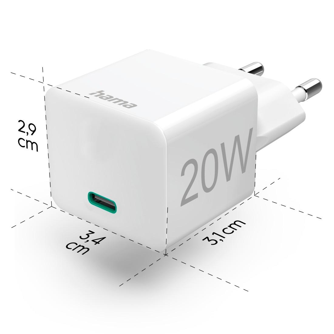 Hama USB-Ladegerät »Ladegerät 20 Watt, Schnellladegerät mit Power Delivery u. Quick Charge«