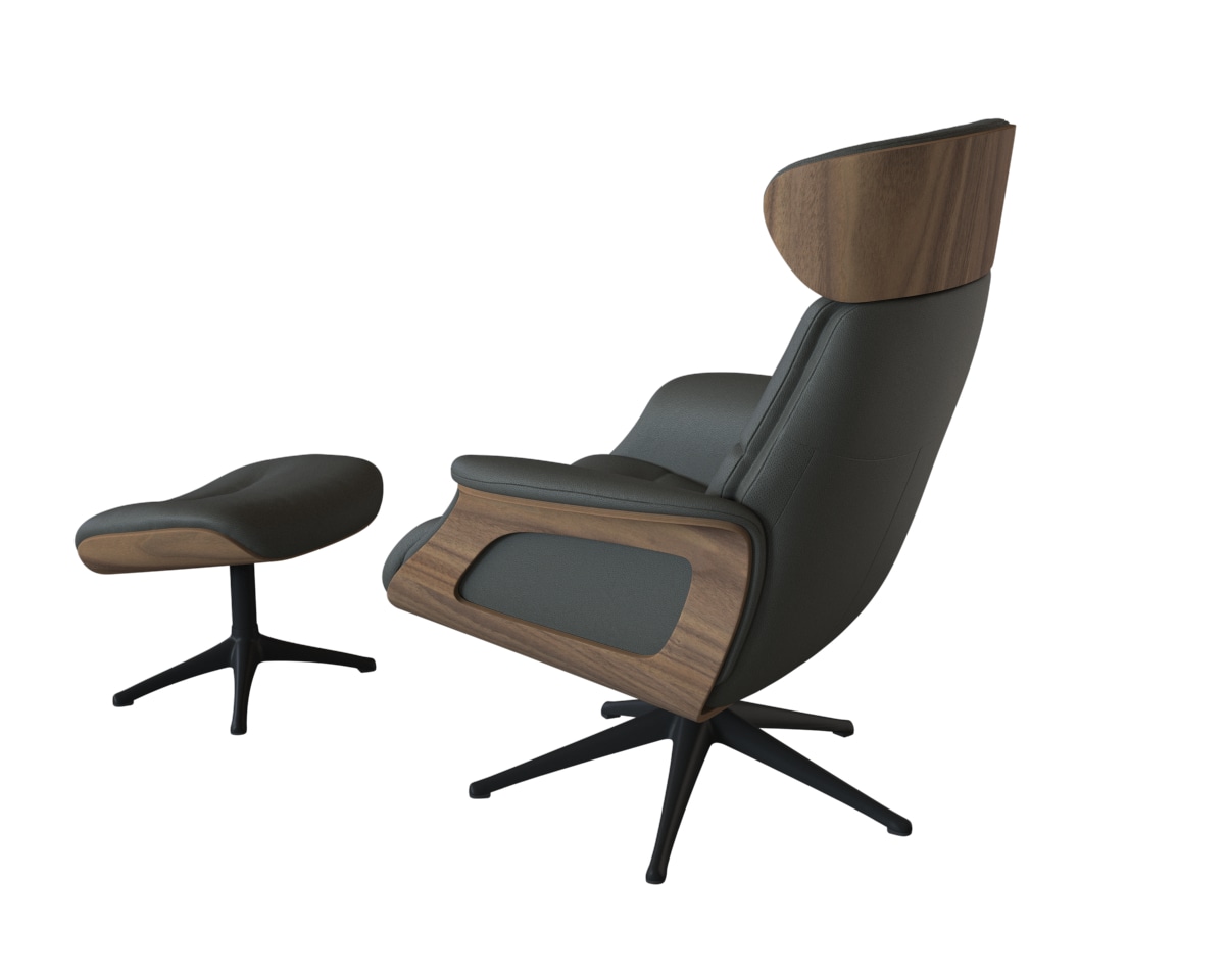 FLEXLUX Relaxsessel »Rücken u. Kopfverstellung, ergonomisch, Airchannels, klasse Komfort«, Rücken- & Kopfteilverstellung, Drehbar, Armlehne Walnuss, Fuß Schwarz