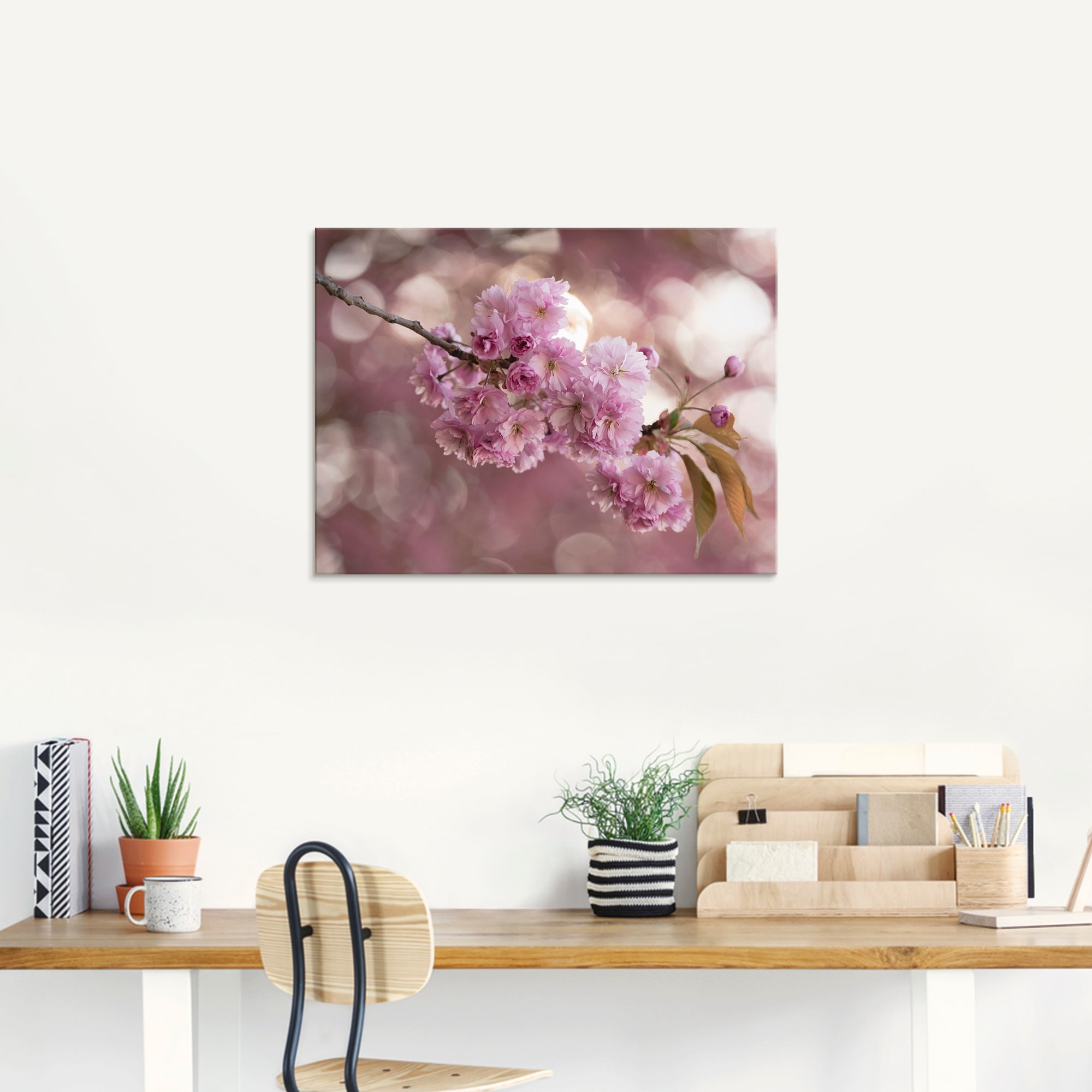 Artland Glasbild »Japanische Kirschblüte in Love III«, Blumen, (1 St.), in verschiedenen Größen