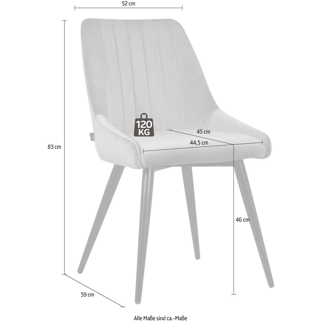Leonique Esszimmerstuhl »Bondy«, (Set), Luxus-Microfaser, Polsterstuhl 2er-Set mit Ziernähten im Rückenpolster