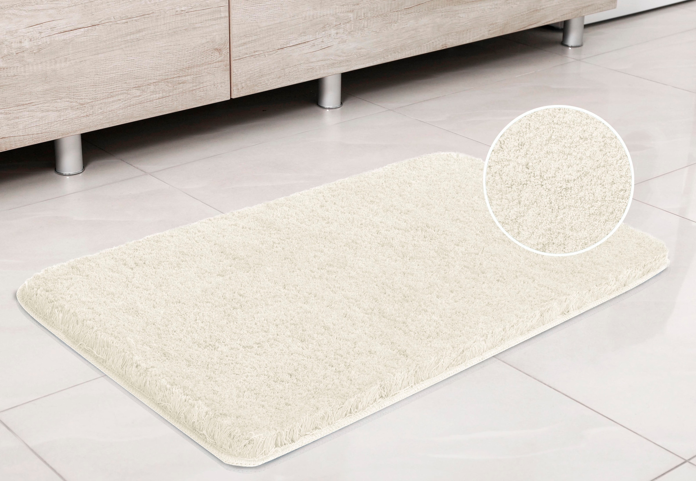 my home Badematte »Porto, sehr feiner Flor«, rutschhemmend beschichtet, fußbodenheizungsgeeignet-schnell trocknend-strapazierfähig, Badteppich, waschbar, Badematten auch als 3 teiliges Set erhältlich