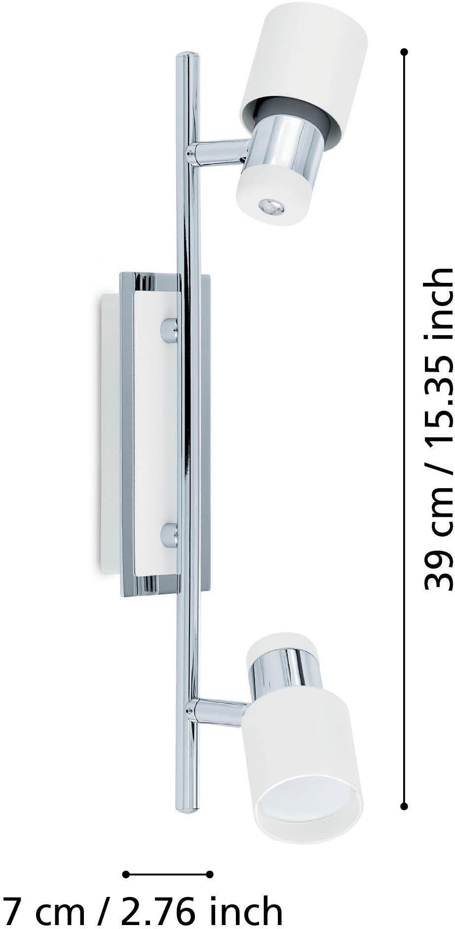 EGLO Deckenleuchte »Davida Deckenlampe, Deckenspot aus Metall, Wohnzimmerlampe, GU10« GU10 1 Stk. Spot - L39 x B7 cm - chrom, weiß - 2X4,6W inkl.