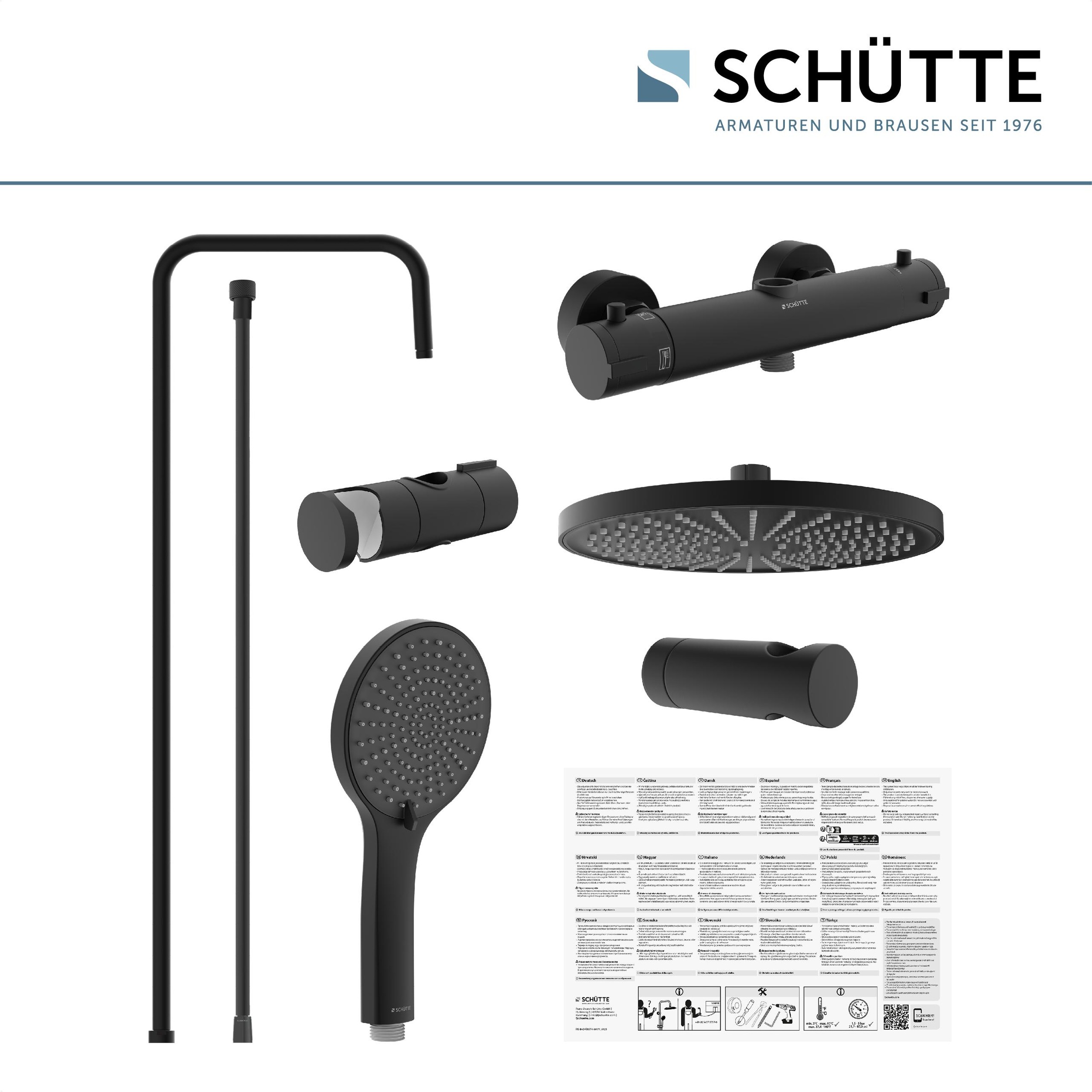 Schütte Duschbrause »ADRIA«, (Set), mit Thermostatarmatur, 3-fach verstellbar, Antikalk-Noppen