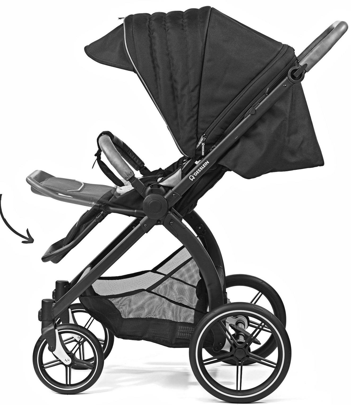 Gesslein Kombi-Kinderwagen »FX4 Soft+ mit Aufsatz Swing schwarz, sand«, mit Babywanne C3 und Babyschalenadapter