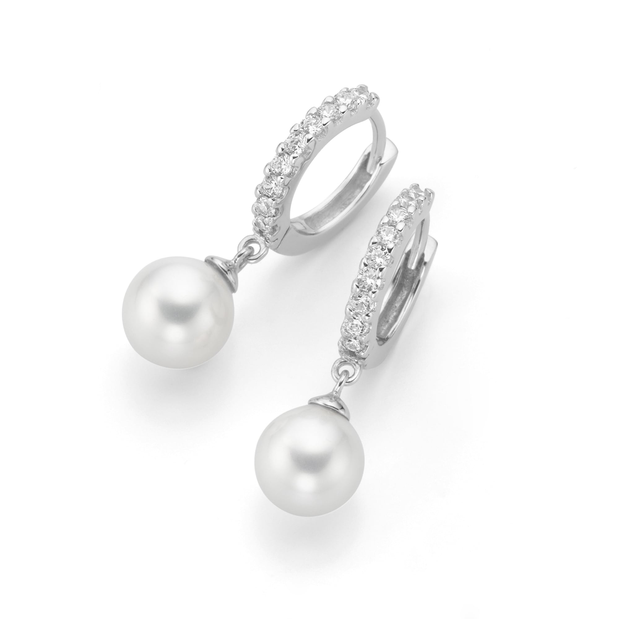 Perlenohrringe »Creolen mit Perlen und Zirkonia Steinen, Silber 925«