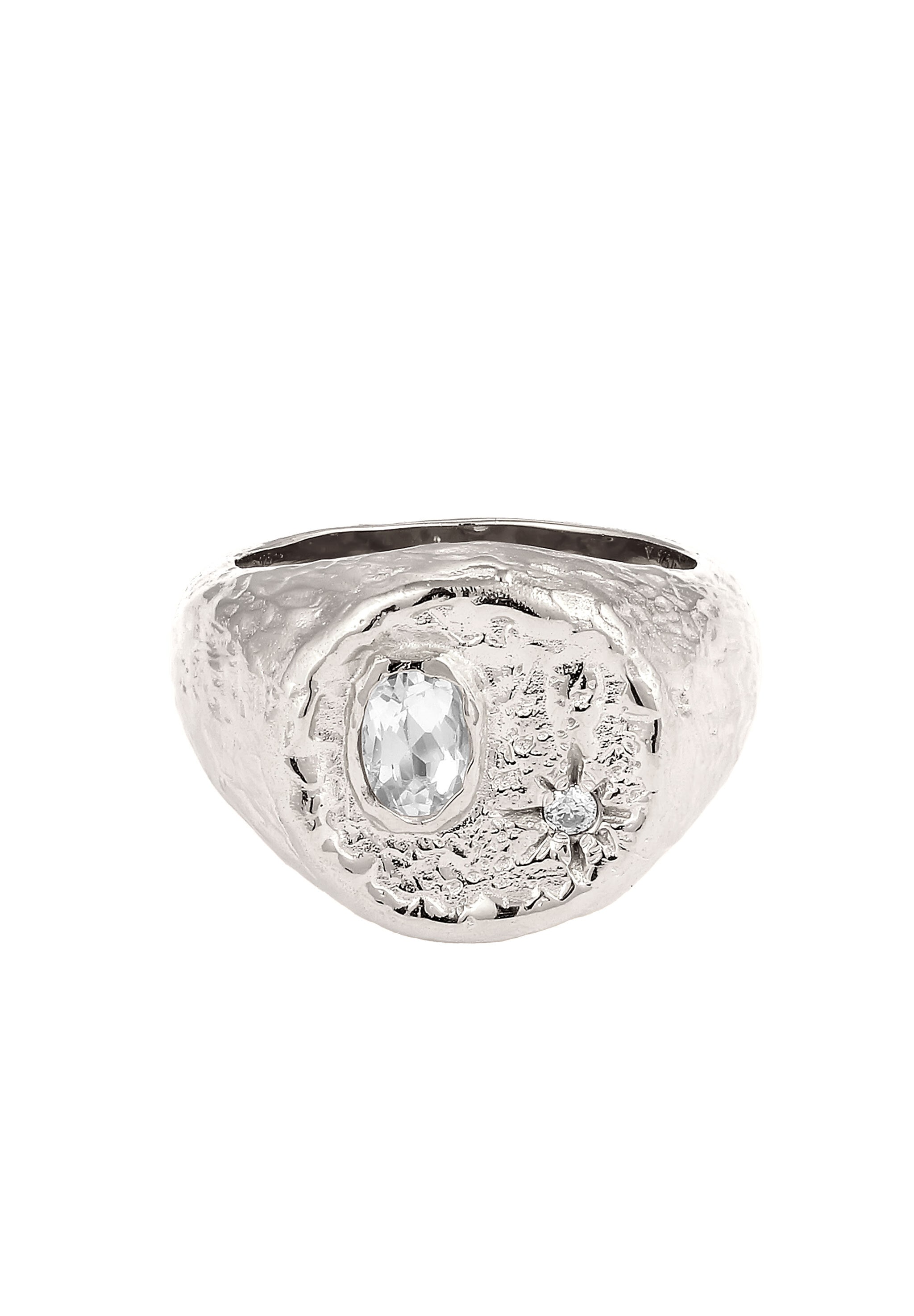 HAZE & GLORY Siegelring »Ring Siegelring Sonne Topas Weiß 925 Sterling Silber«