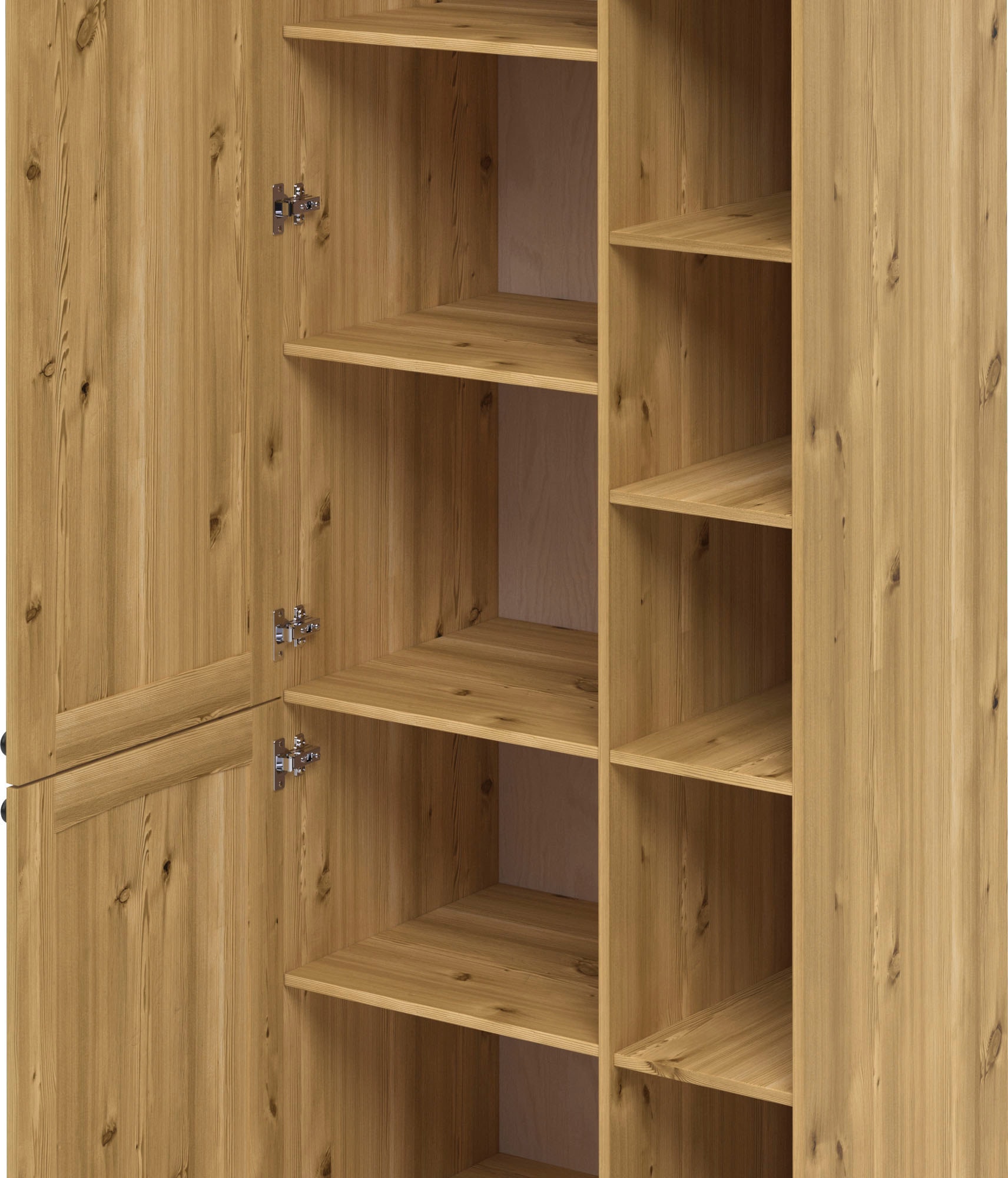 KOCHSTATION Hochschrank »KS-Osby«, Kiefer massiv, Breite 75 cm, 2 Türen, 4 Einlegeböden, 6 offene Fächer