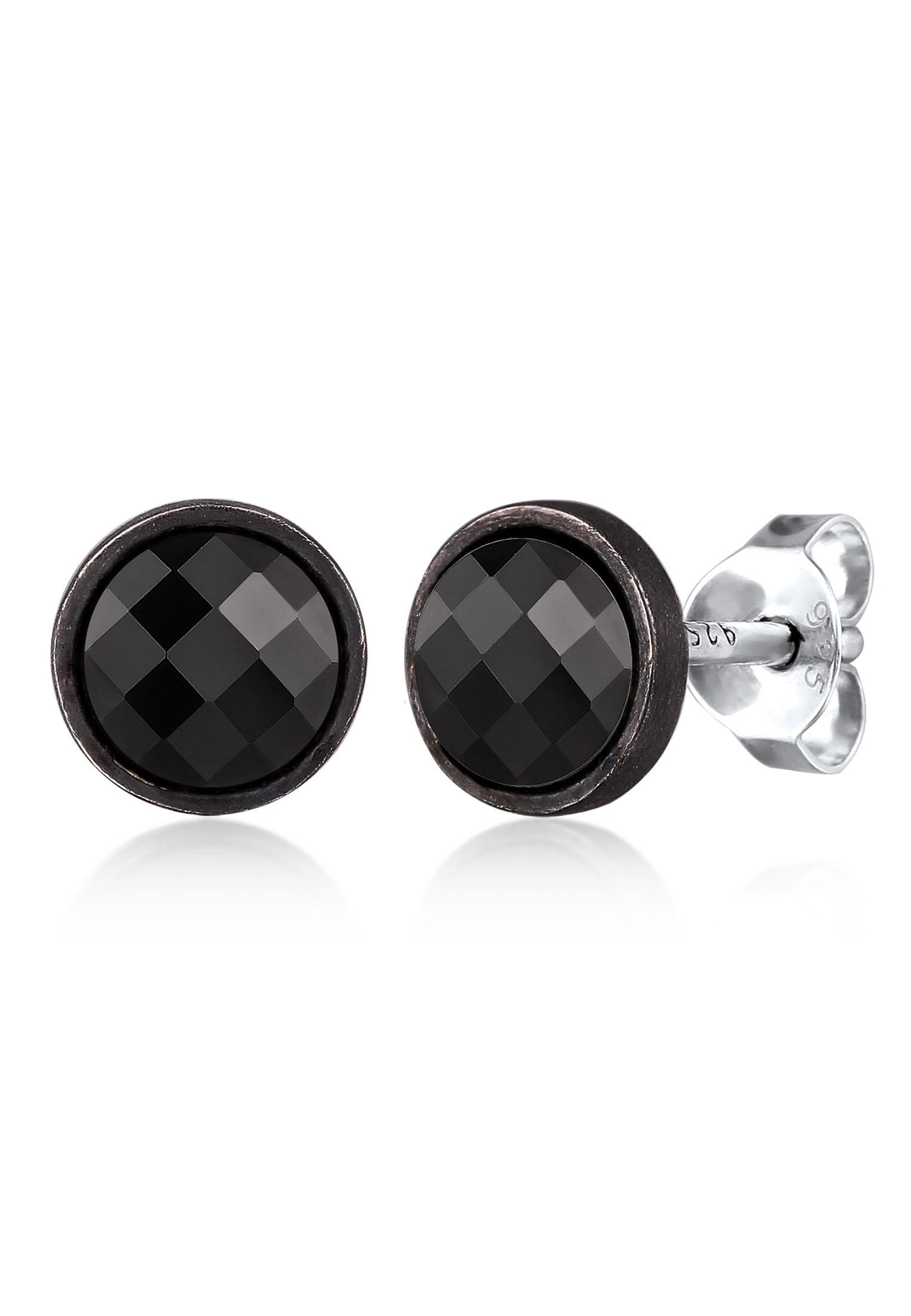 Paar Ohrstecker »Ohrringe Swarovski Kristalle Schwarz 925 Sterling Silber oxidiert«