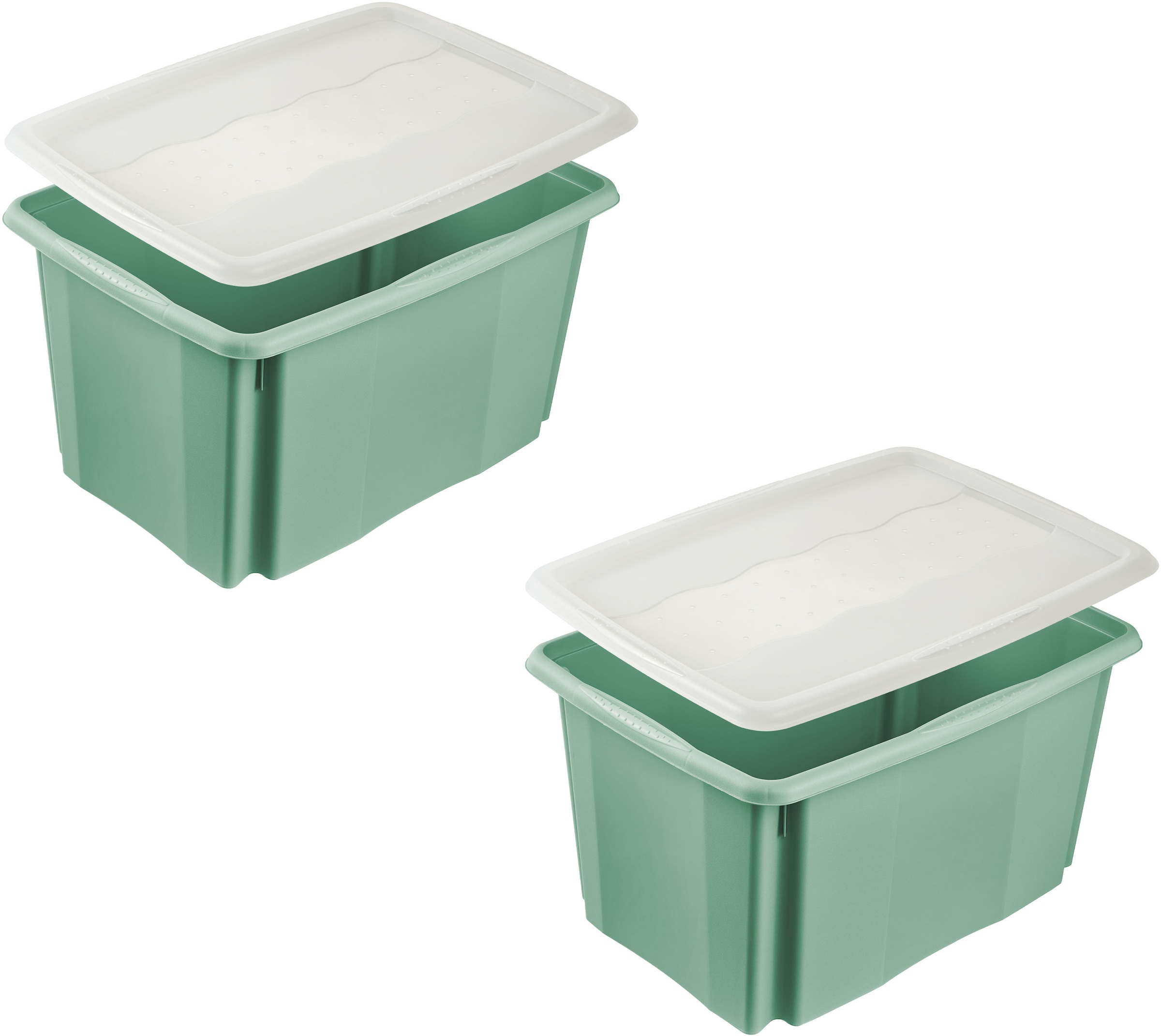 keeeper Aufbewahrungsbox »Emil, Box mit Deckel, 2er Set, 45 L, 55,5x40x30 cm« ineinander und aufeinander stapelbar