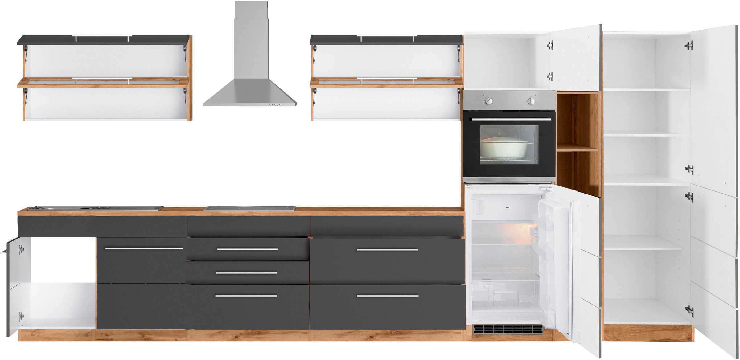 KOCHSTATION Küchenzeile »KS-Wien« Breite 430 cm, wahlweise mit E-Geräten und Induktion