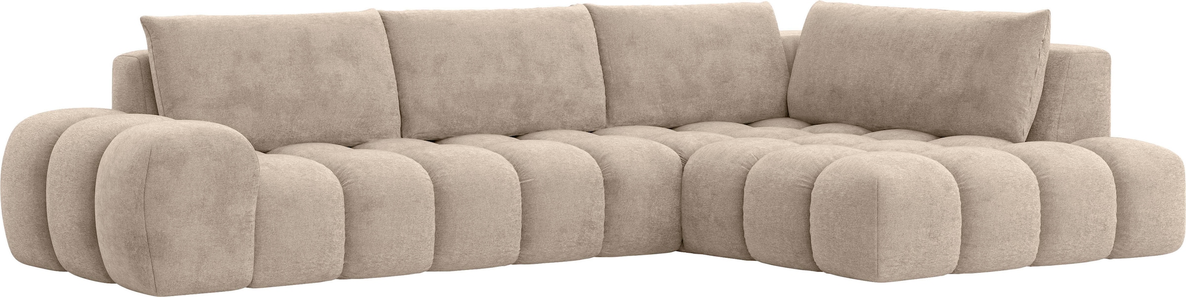 INOSIGN Ecksofa »AZITA Designsofa, elegant und bequem L-Form, Bubble-Optik« lose Rückenkissen, traumhafte Steppung, Maße B/T/H: 352/210/72 cm