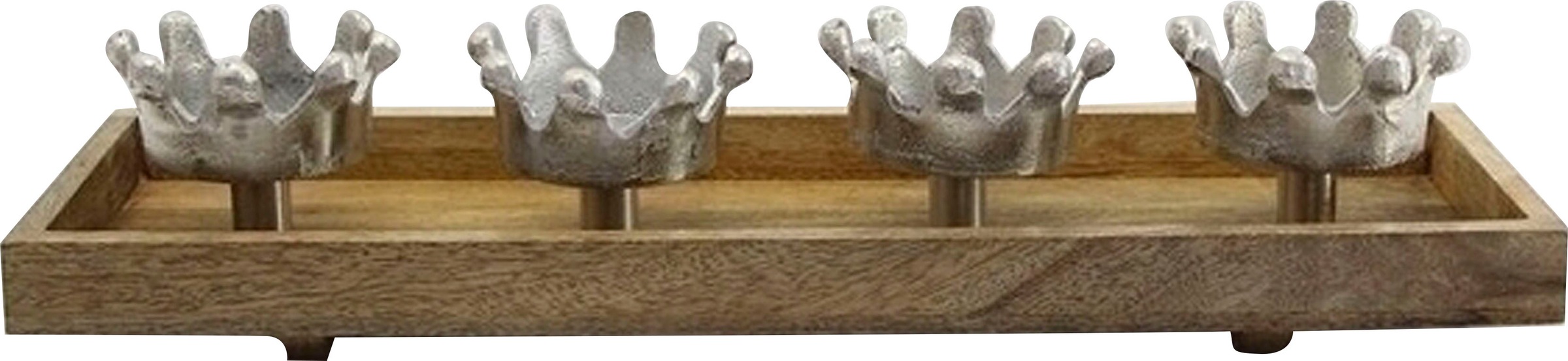 Home affaire Kerzenhalter »mit liebevoll gestalteten Krönchen«, (1 St.), Adventsleuchter aus Holz und Metall, Breite ca. 47 cm